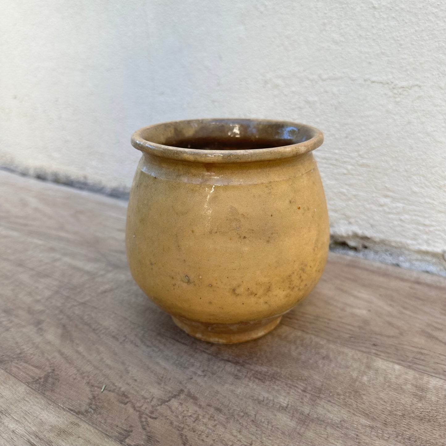 French Confit Pot Yellow Glazed Terracotta Antique Small Rustic 2407237 Unmarked