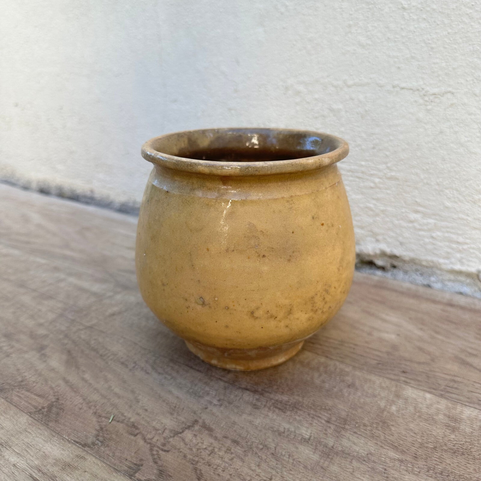 French Confit Pot Yellow Glazed Terracotta Antique Small Rustic 2407237 Unmarked