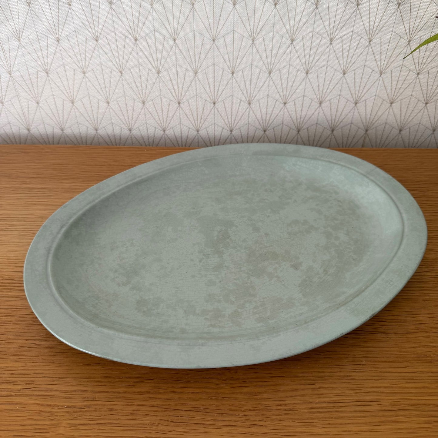 French Celadon Glazed Oval Serving Platter Ironstone Dish 25052615 Unbranded