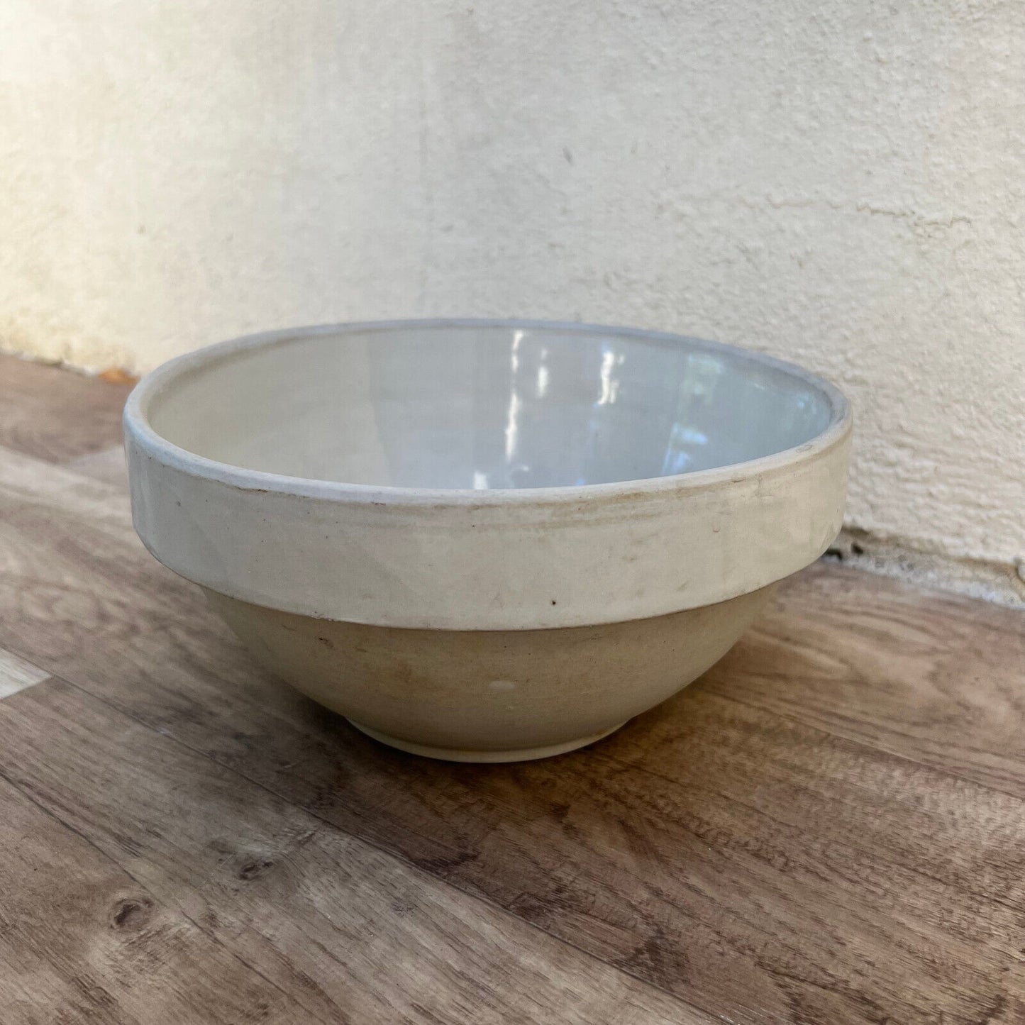 VINTAGE FRENCH STONEWARE SALAD MIXING BOWL TERRINE 8 1/4" 0610248 - Fleamarketfrance