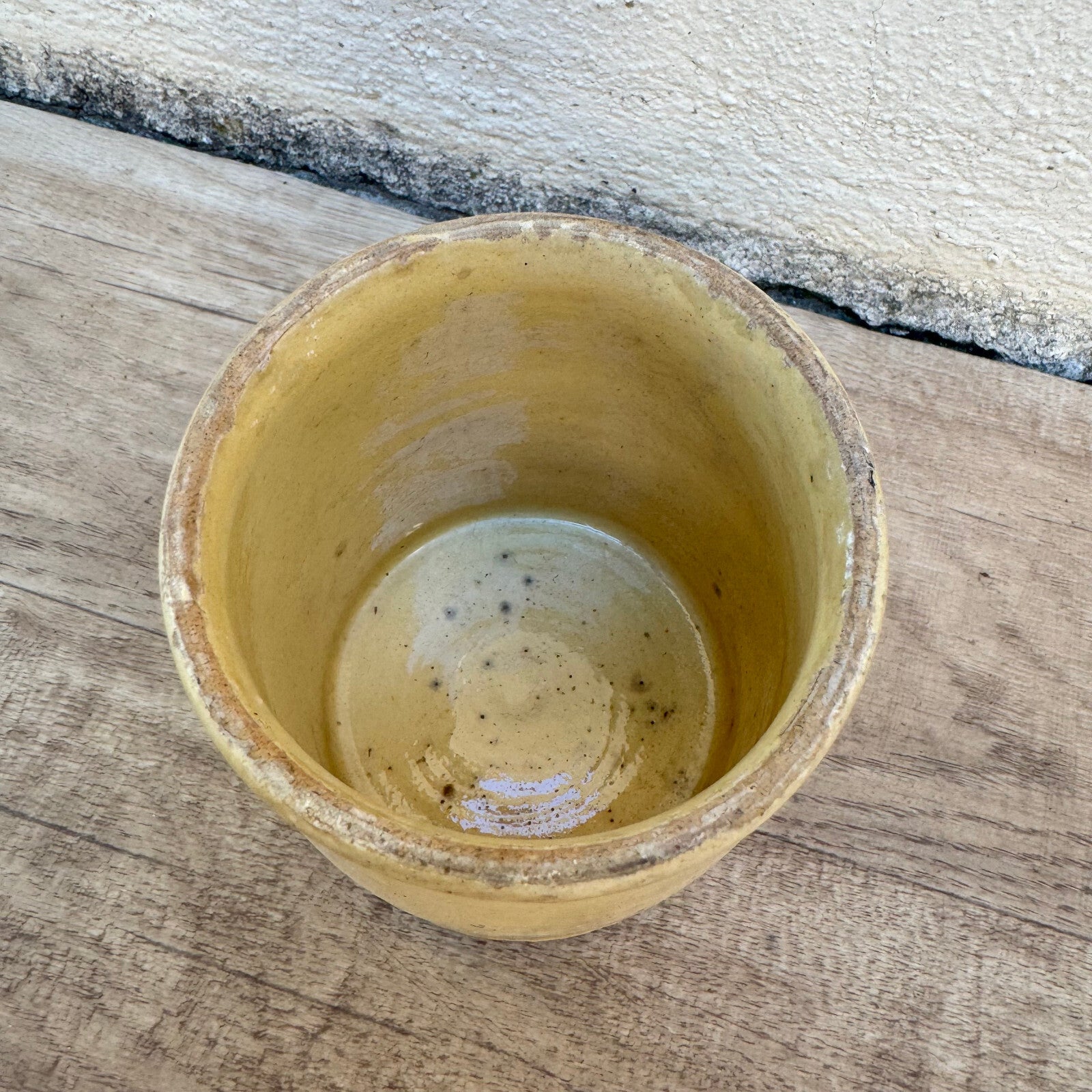French Jam Pot Antique Yellow Glazed Terracotta Preserve Pot 0410237 Unmarked