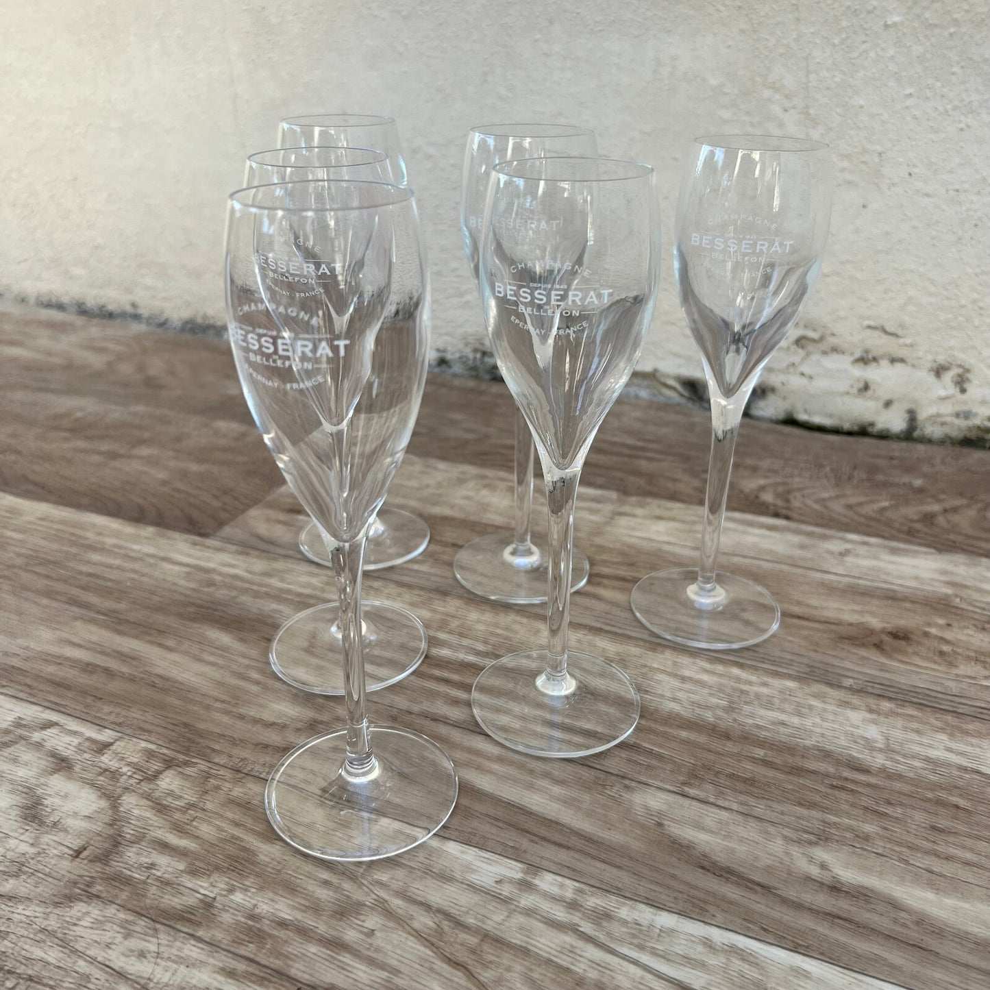 French Champagne Flutes Besserat Crystal Glass Set Vintage 02032313 Besserat de Bellefon
