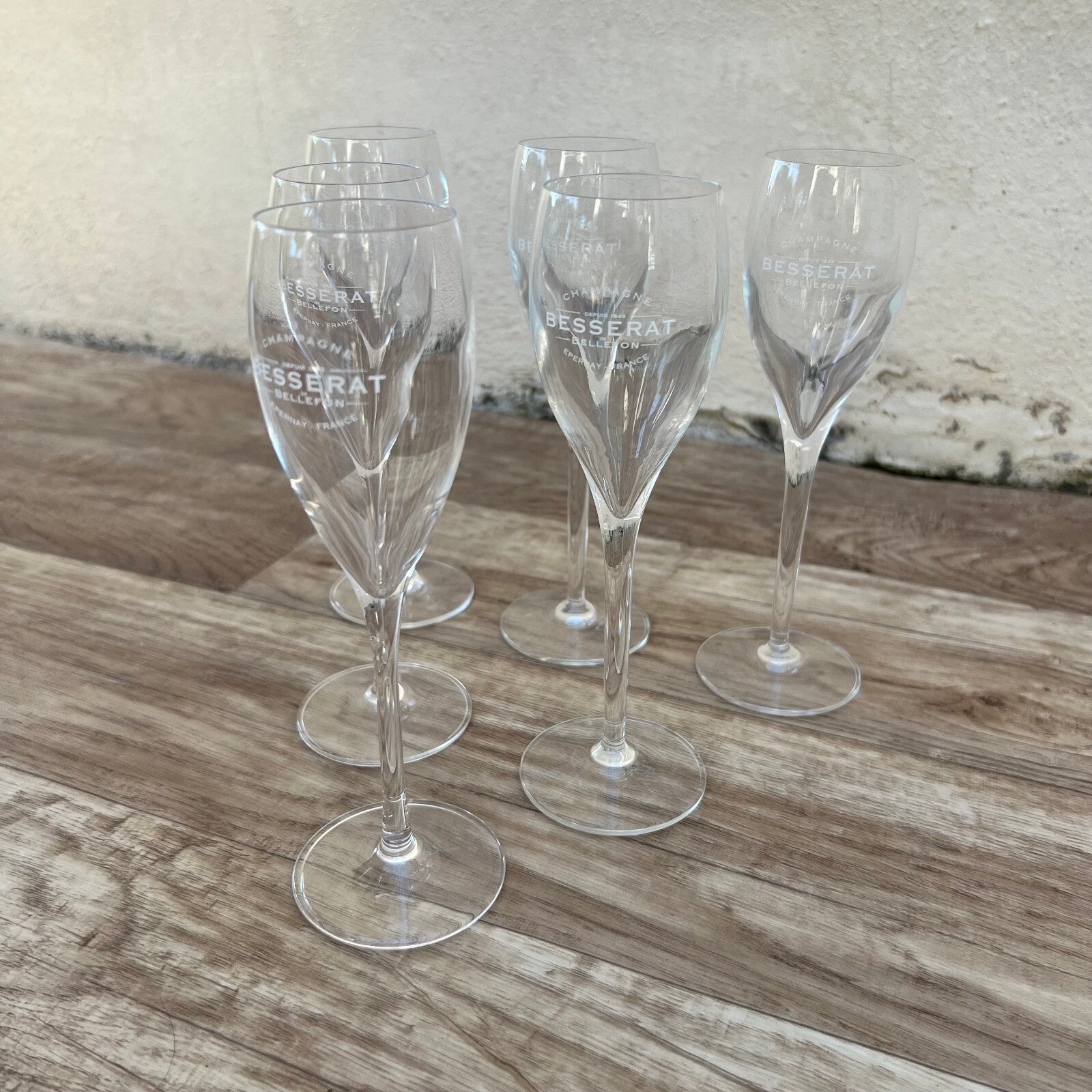 French Champagne Flutes Besserat Crystal Glass Set Vintage 02032313 Besserat de Bellefon