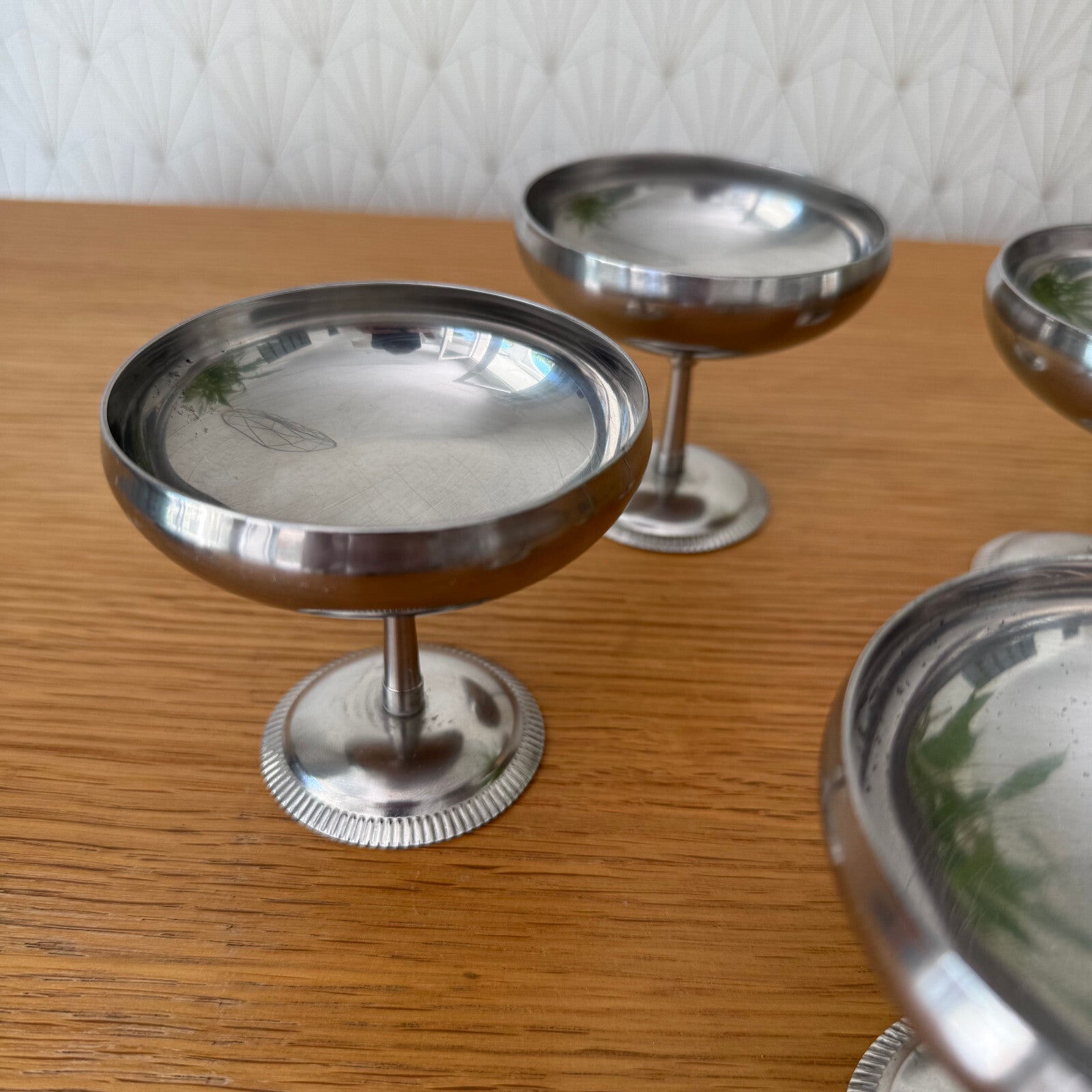 Set Of 5 Vintage Inox European Stainless Goblet Ice Cream Cup 09052512 Stainless