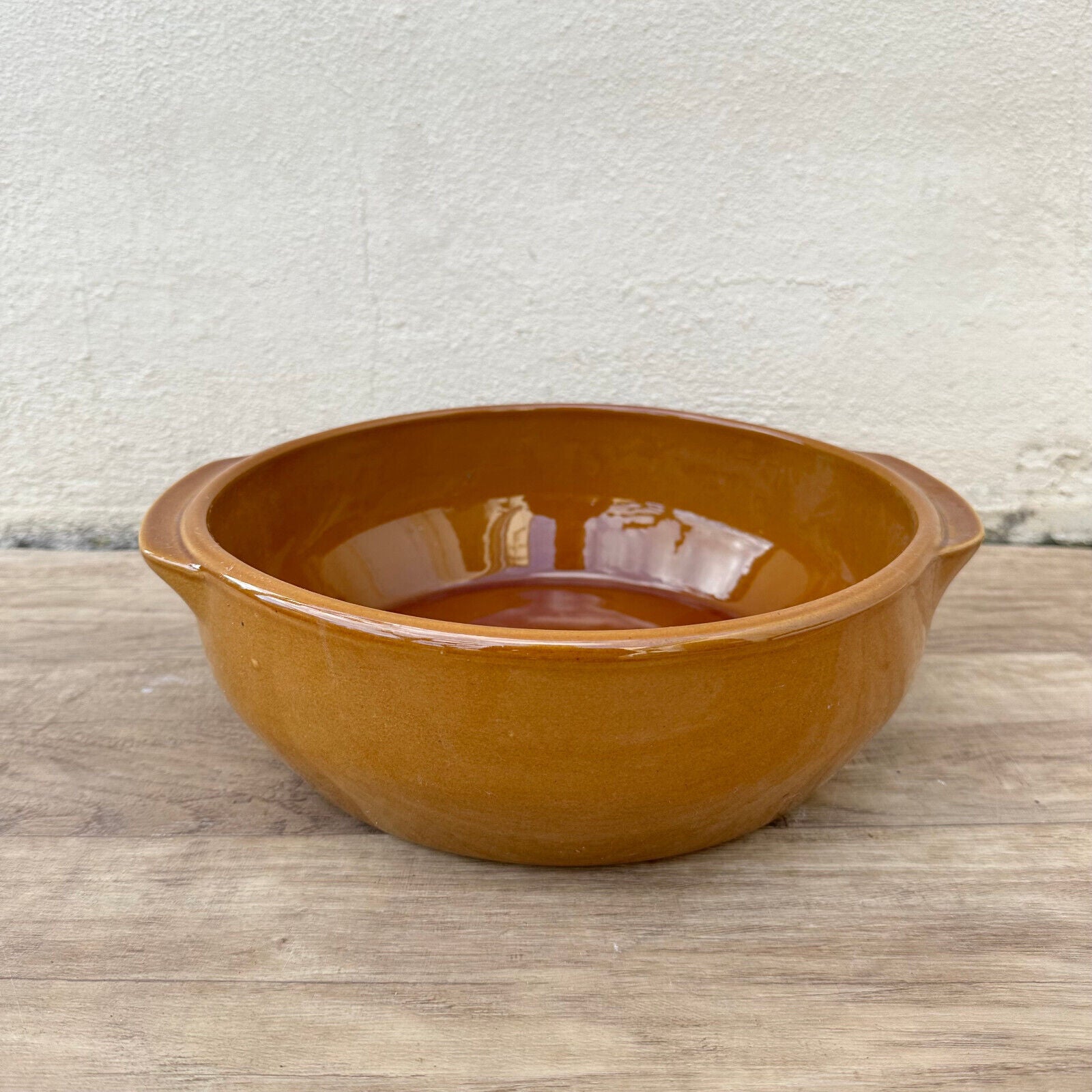 VINTAGE FRENCH DIGOIN GLAZED STONEWARE SALAD MIXING BOWL TERRINE 11 3/" 12092430 - Fleamarketfrance