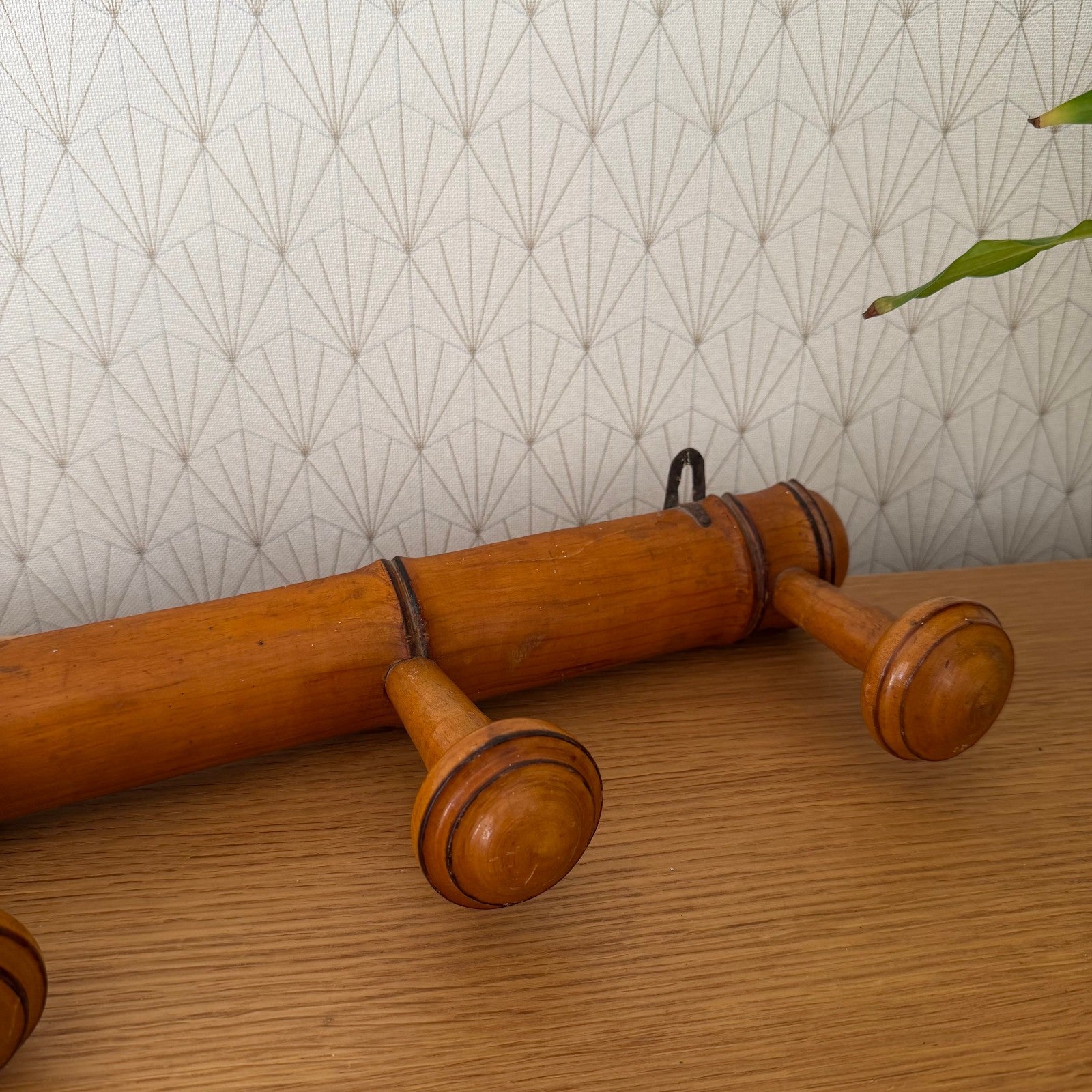 Antique French Coat Hook Hat 4 Pegs Hanger Faux Bamboo rack 0810256 Unbranded