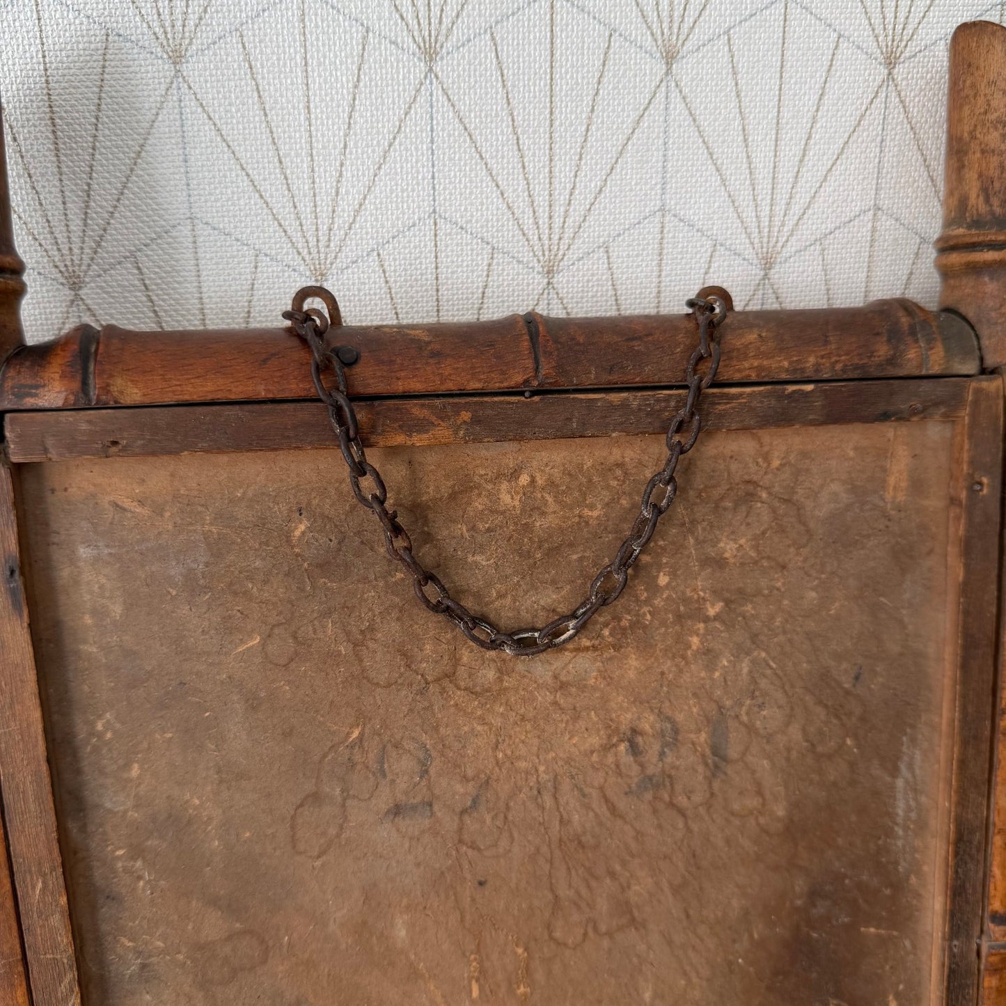 Vintage French Faux Bamboo Wall Mirror Wood Frame Aged Patina 25052610 Fleamarketfrance