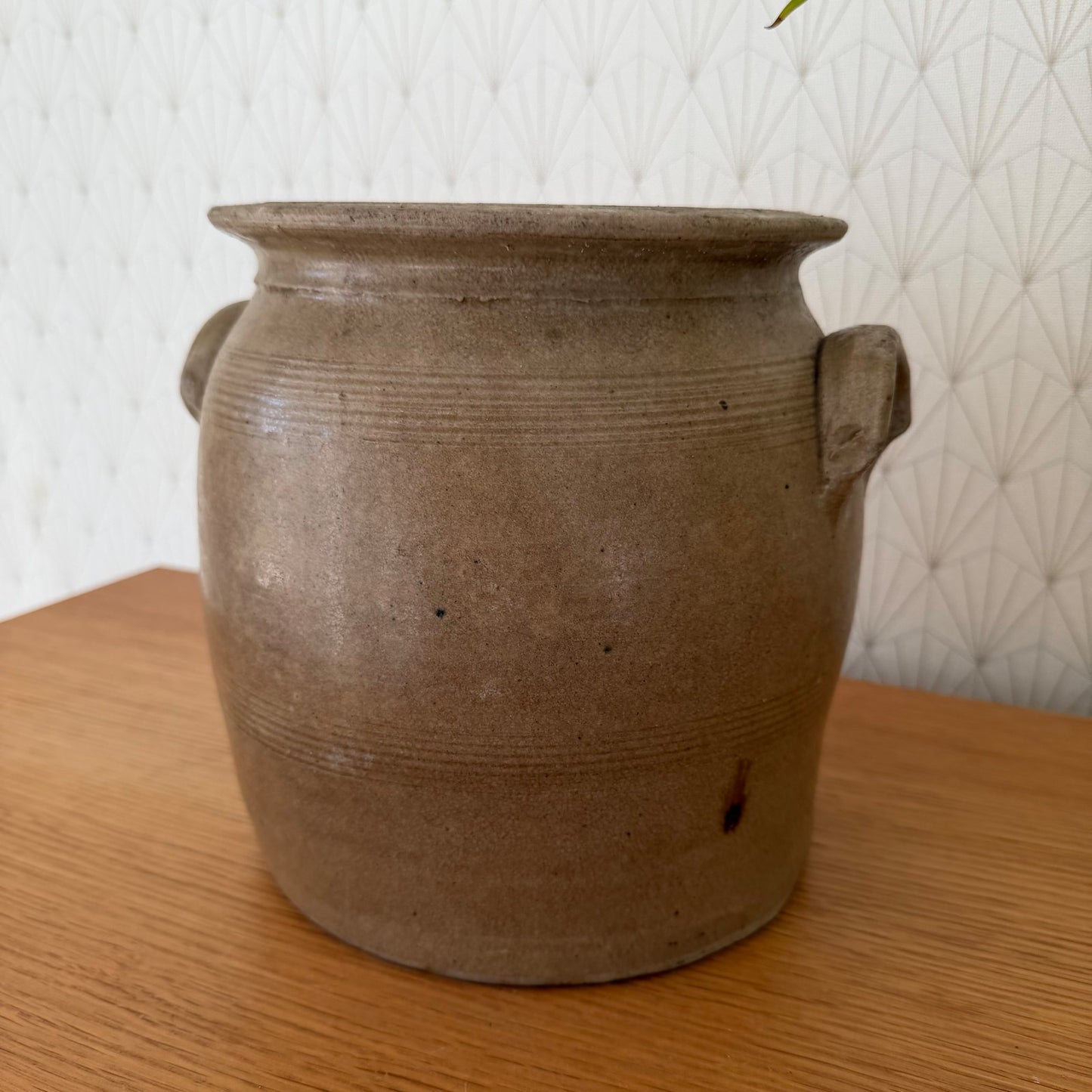 Handmade Glazed Brown Vintage French Confit Grease Pot Stoneware 13022611 Unmarked