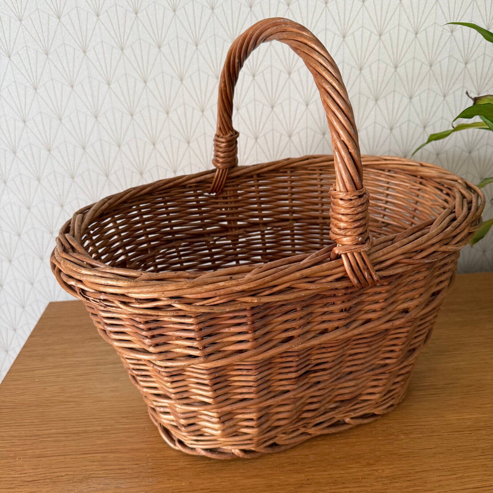 French Wicker Basket market fruits Chic Vintage Woven Rattan 2302254 - Fleamarketfrance