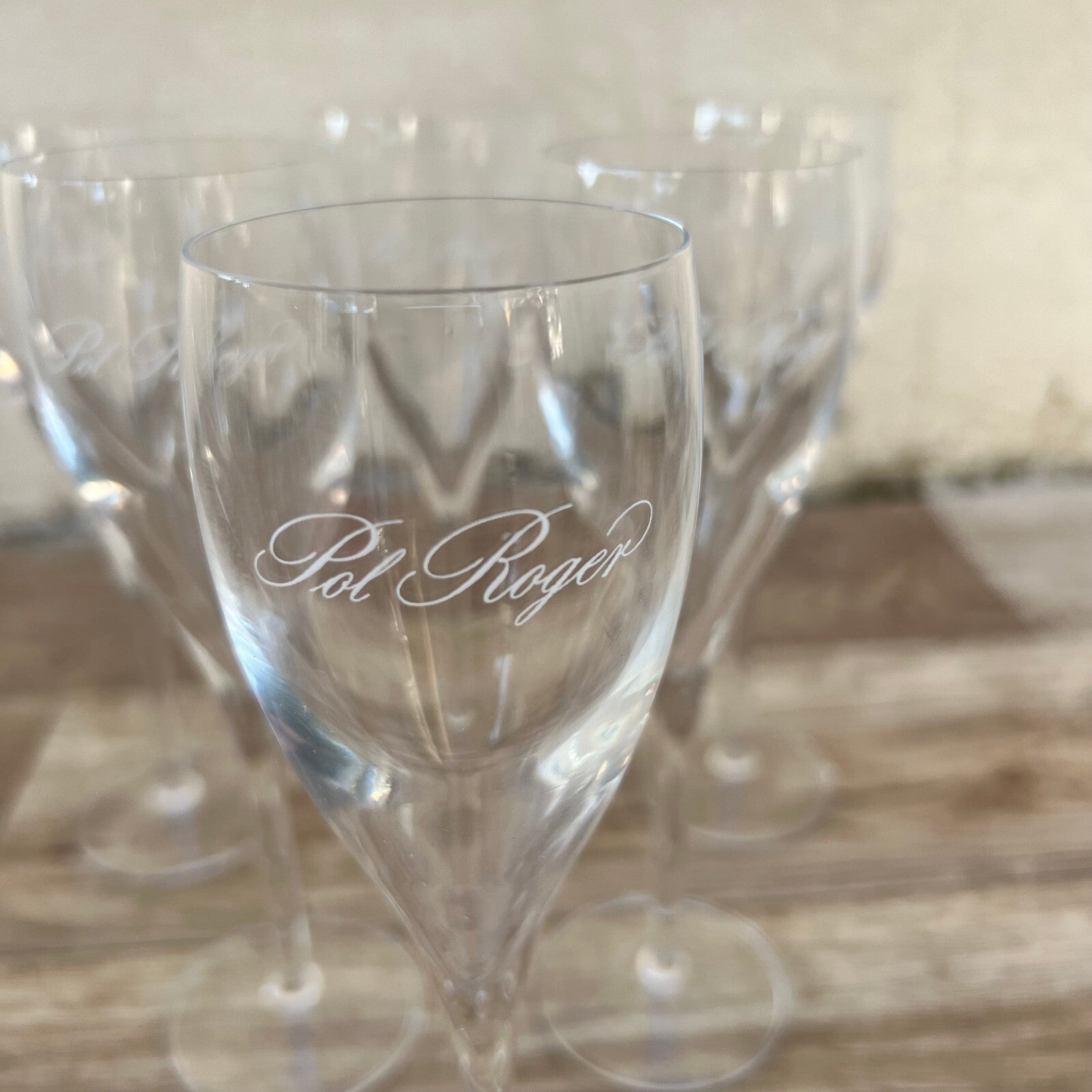 6 Vintage Pol Roger Champagne Flutes Crystal Glasses French 02032312 Pol Roger