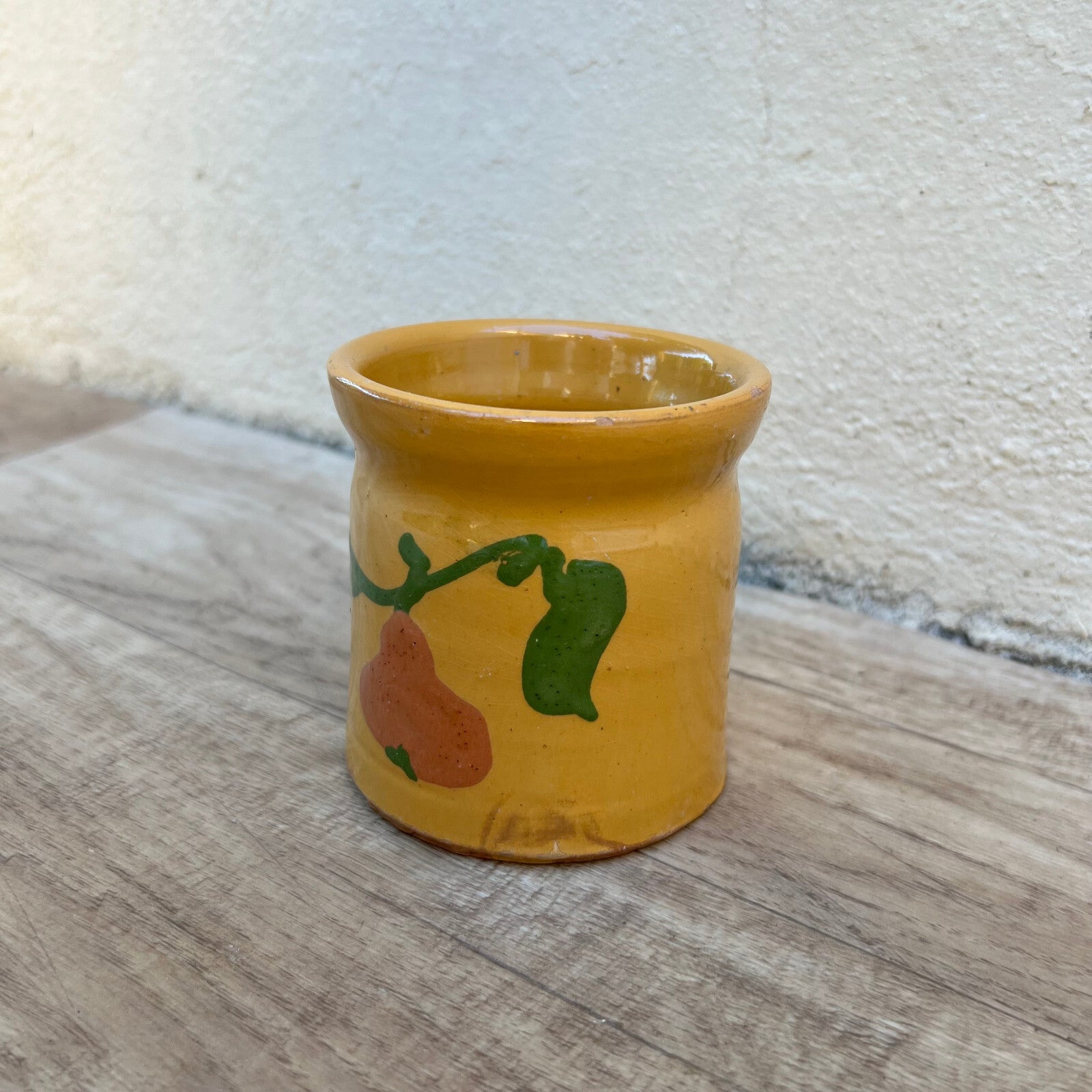Antique French Confit Pot Yellow Glazed Terracotta Savoie Folk Art 29052411 Unmarked
