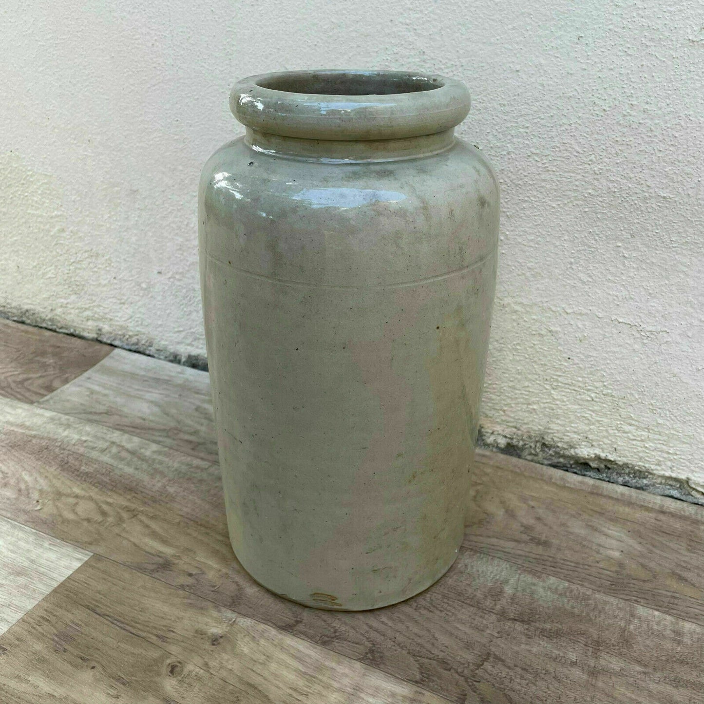 Antique French Stoneware Crock Grey Glazed Paris Pottery Large 2109213 Unmarked