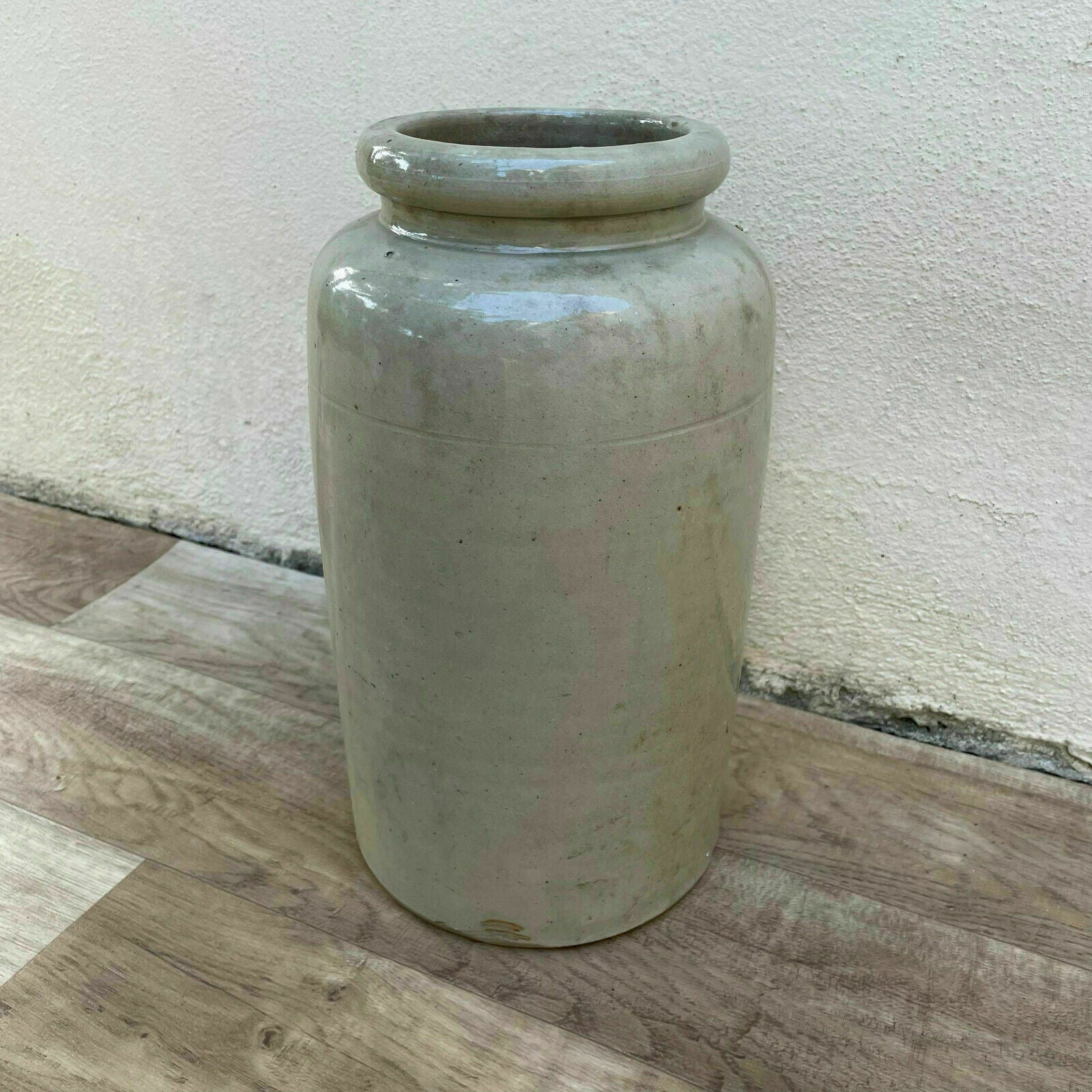 Antique French Stoneware Crock Grey Glazed Paris Pottery Large 2109213 Unmarked