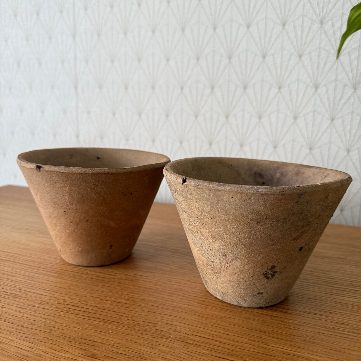 French Terracotta Planters Vintage Stoneware Pots Set of 2 1940s 2302251 Fleamarketfrance