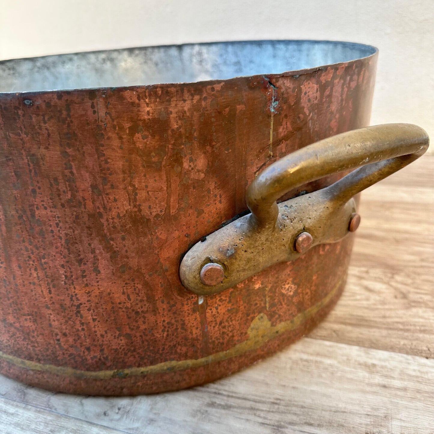 Large French 18" Copper stock pot Pan 2mm 11.2kg 0703231 - Fleamarketfrance