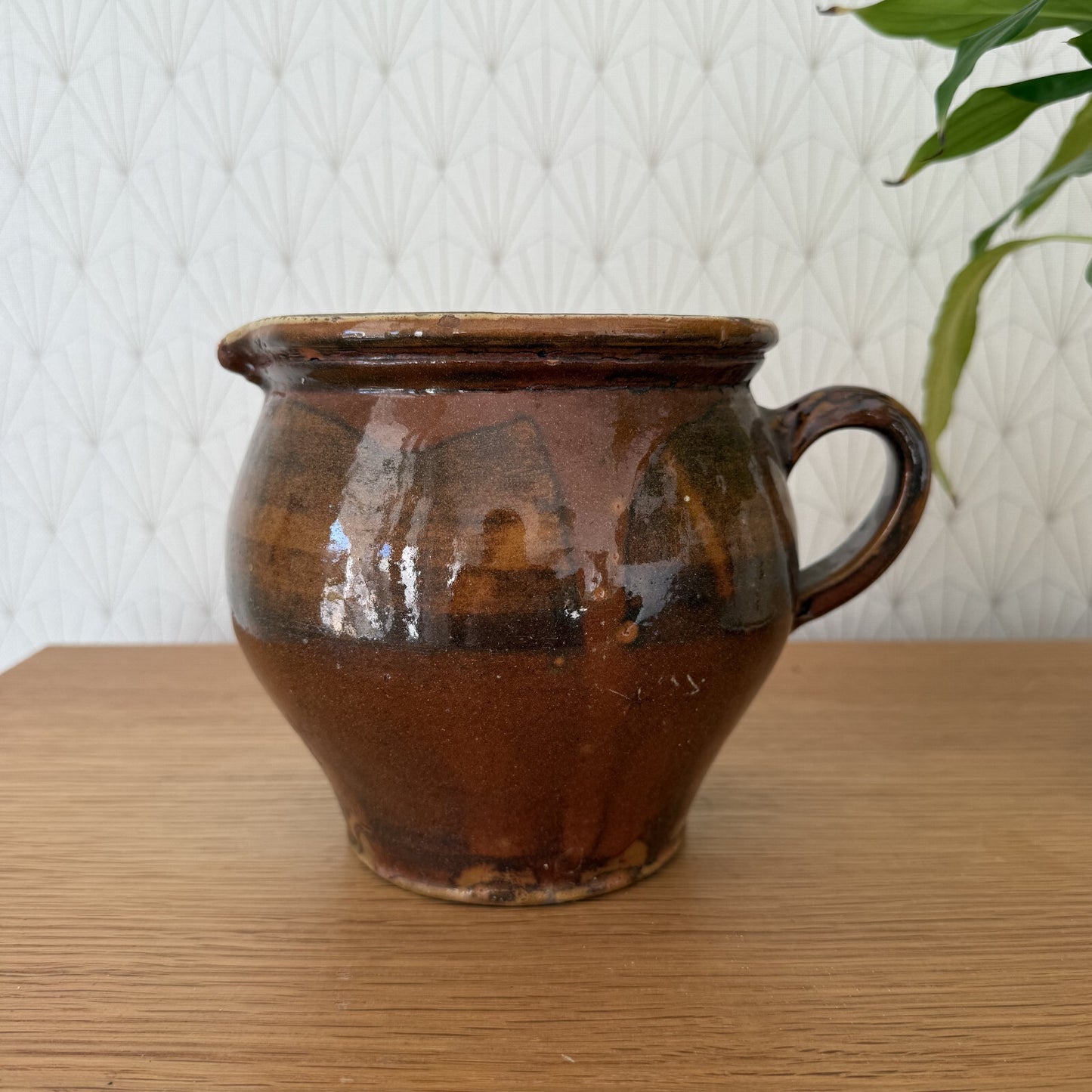 Antique French Stoneware Pitcher Pottery Jug Folk Art 6.25" 09022513 Unmarked