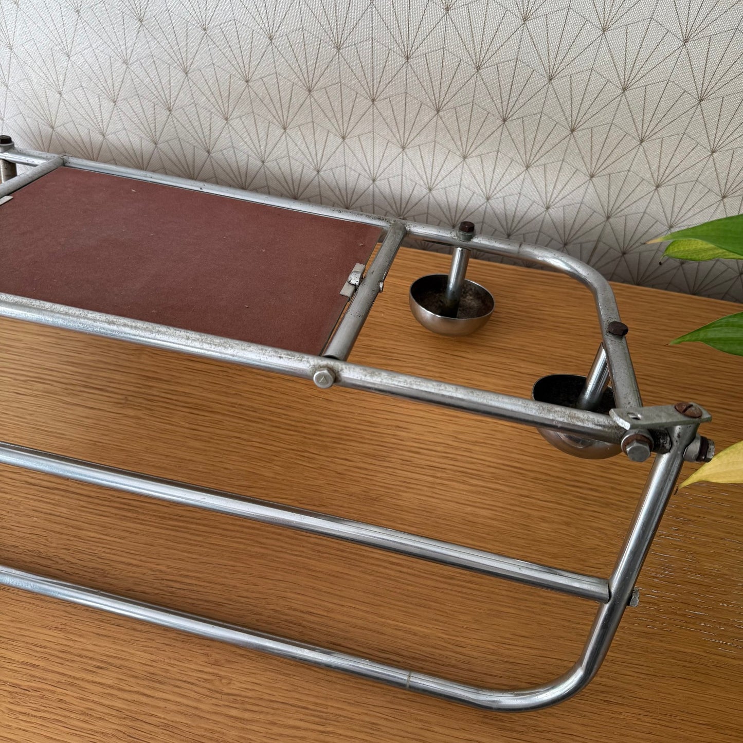 Vintage French Metal 4 Hook Coat Rack/Wall-Mounted Mirror Storage 0407251 Unbranded