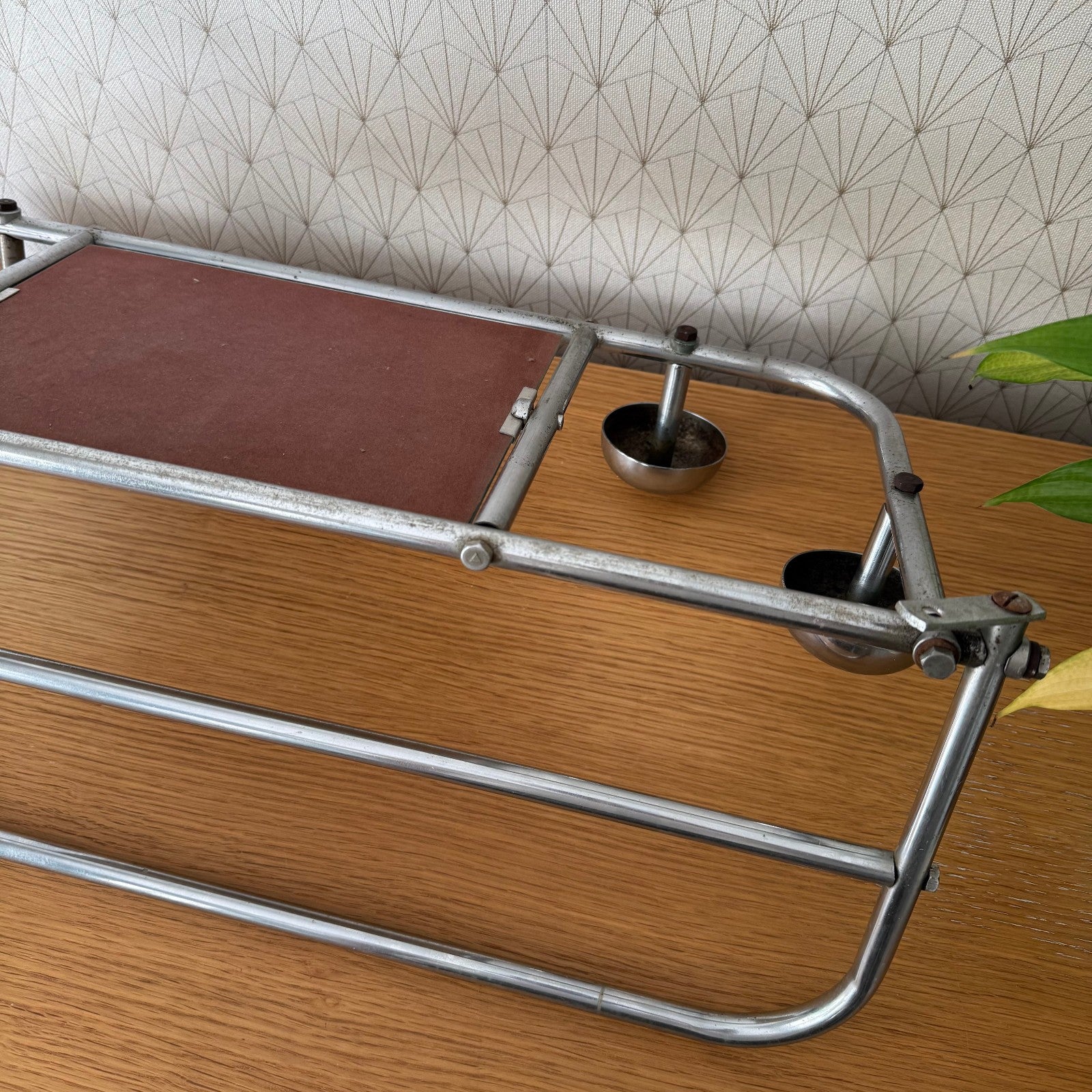 Vintage French Metal 4 Hook Coat Rack/Wall-Mounted Mirror Storage 0407251 Unbranded