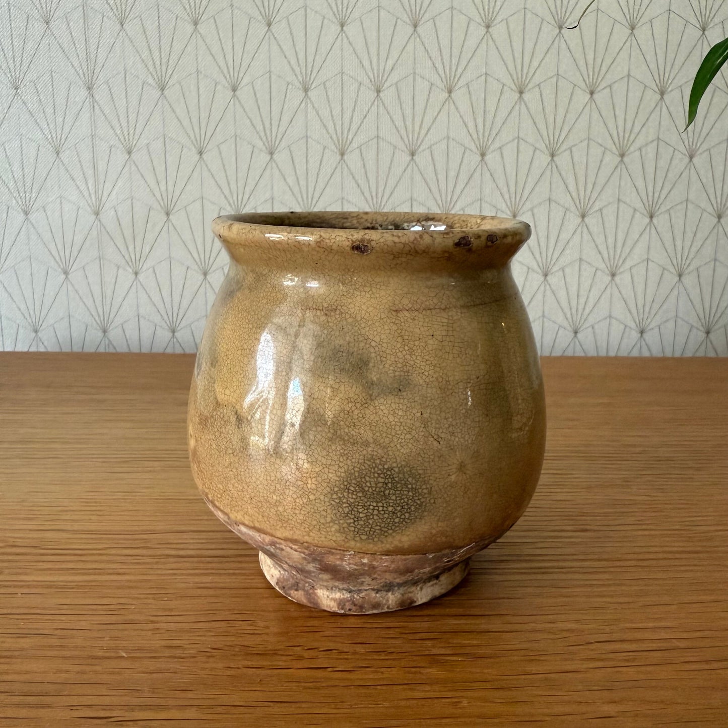 HANDMADE GLAZED BROWN YELLOW ANTIQUE FRENCH HONEY POT 2904258