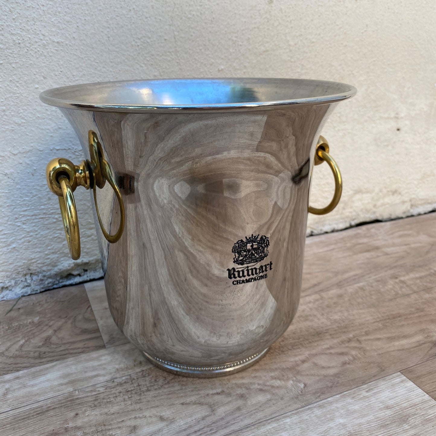 French Silver Plated Ruinart Champagne Ice Bucket Ring Handles 0407269