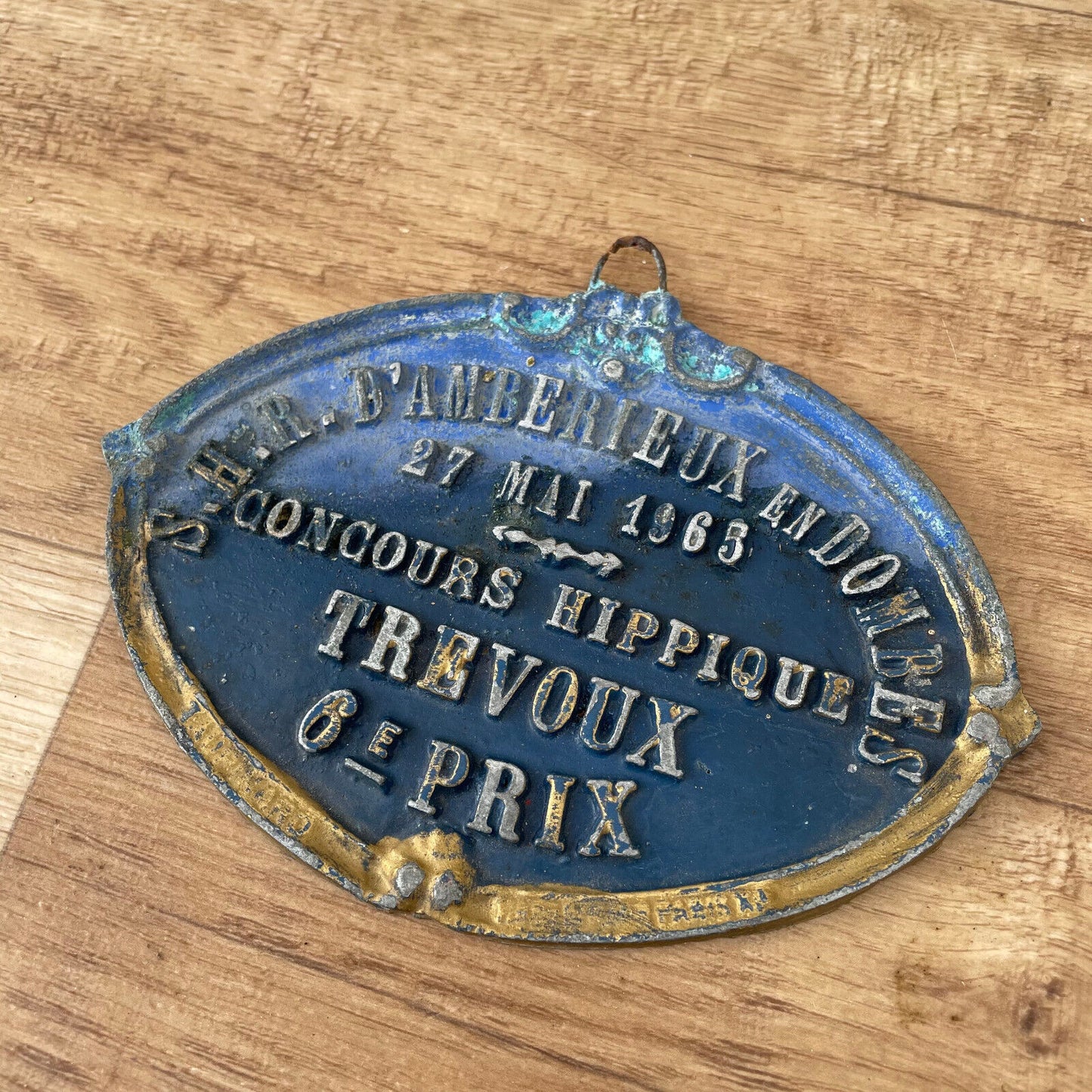 FRENCH VINTAGE AGRICULTURE PLAQUE TROPHY AWARD HORSES PRIZE SIGN 1965 1103251