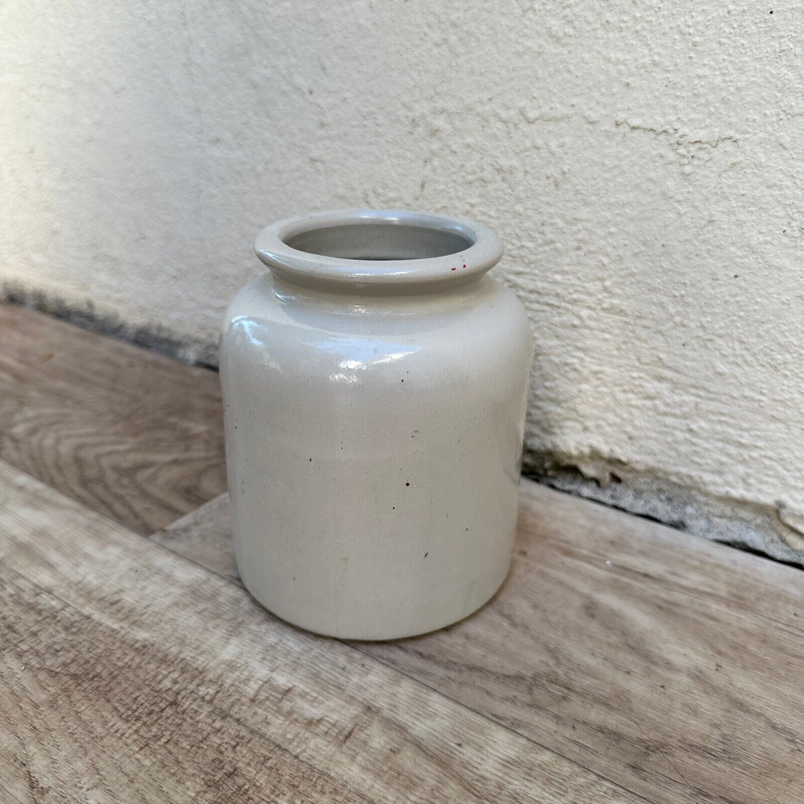 HANDMADE GLAZED GREY ANTIQUE FRENCH CONFIT POT STONEWARE MUSTARD 0112326 - Fleamarketfrance