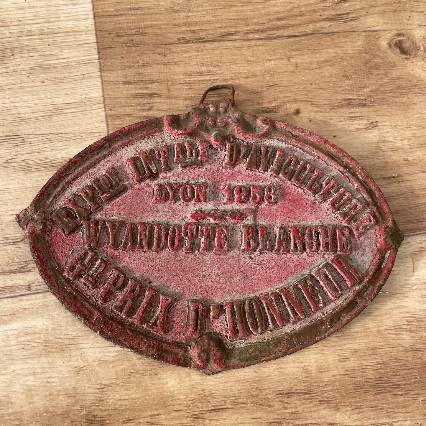 French Vintage Agricultural Plaque Lyon 1958 Cast Iron Poultry Award 11032517 Fleamarketfrance