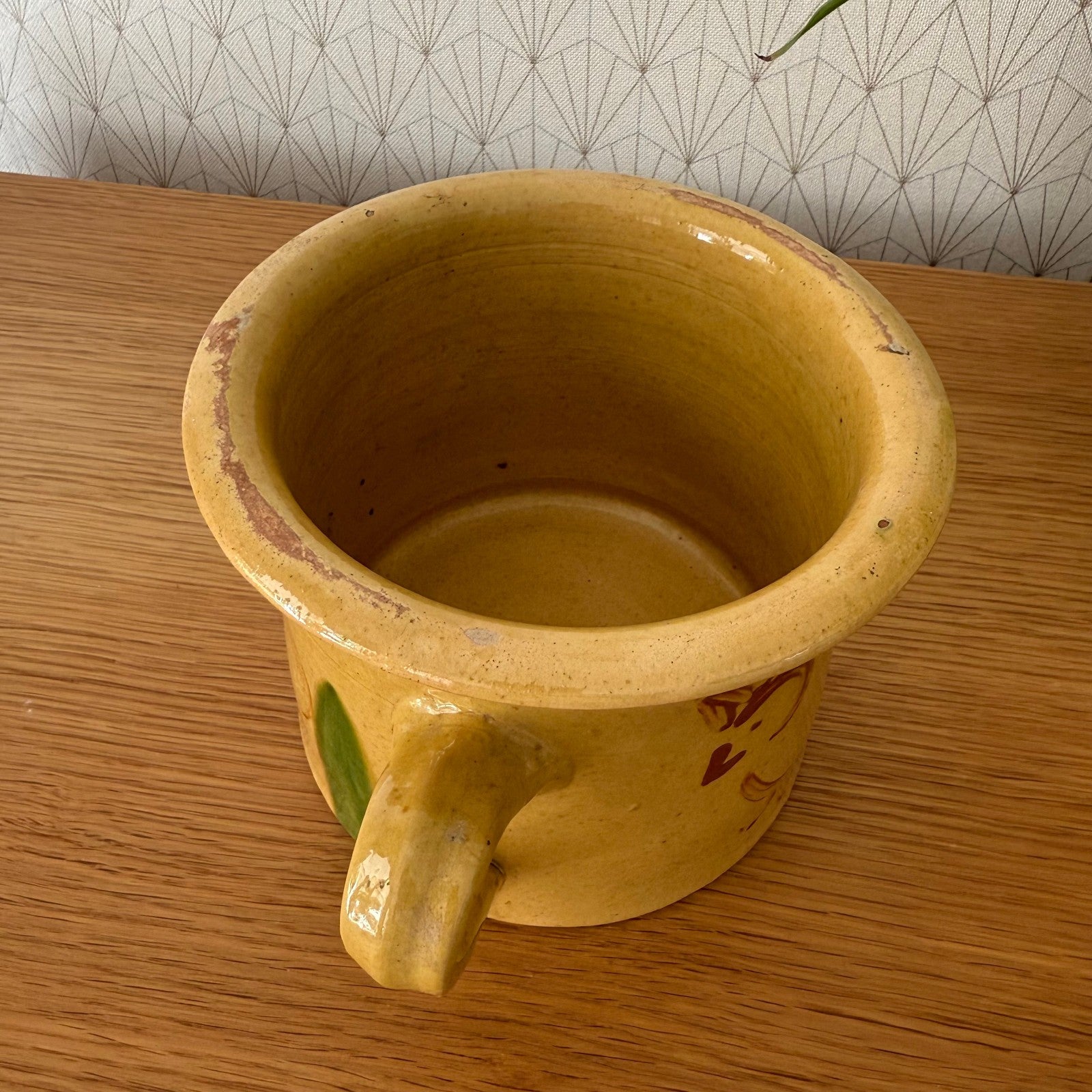 French Pottery Mug Rooster Yellow Terracotta Hand Painted Vintage 0409256 Fleamarketfrance : French vintage and antique decor