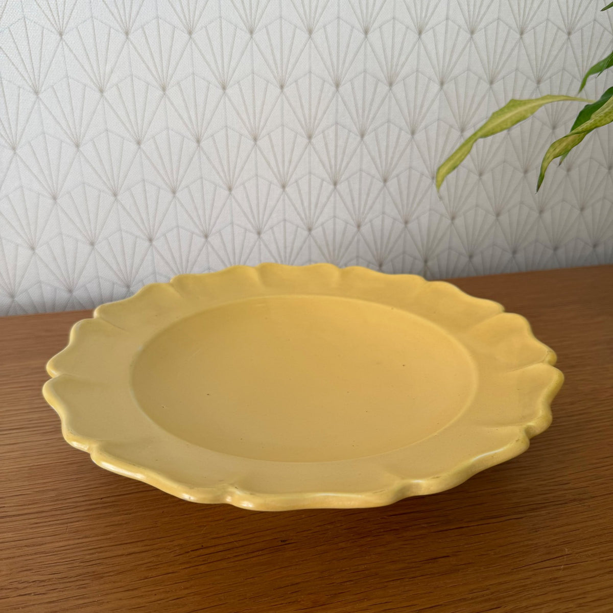 Vintage French Provencal Yellow Plate Sicard Footed Ceramic 0708263 Unmarked