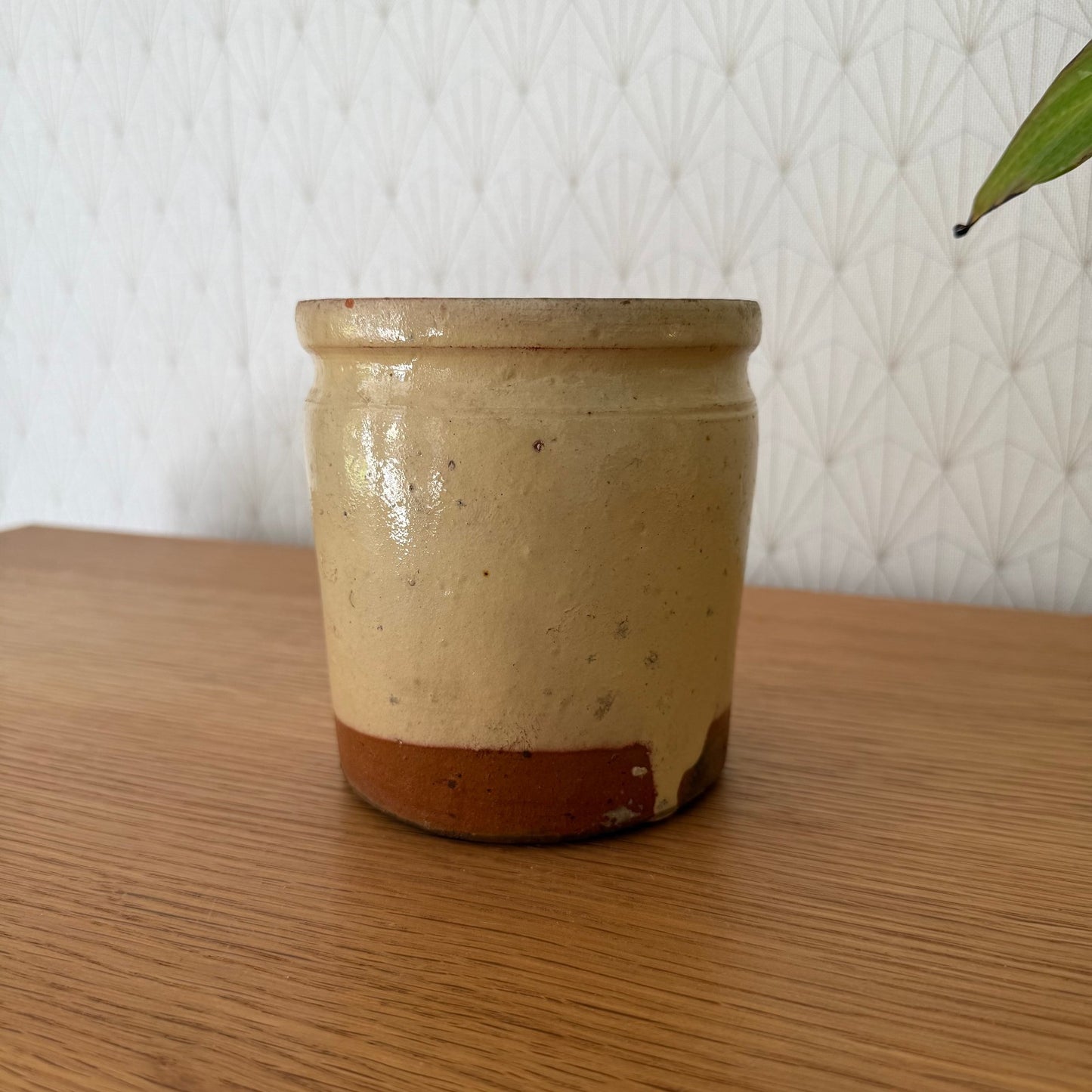 HANDMADE GLAZED YELLOW ANTIQUE FRENCH CONFIT JAM POT SMALL TERRACOTTA 0809253