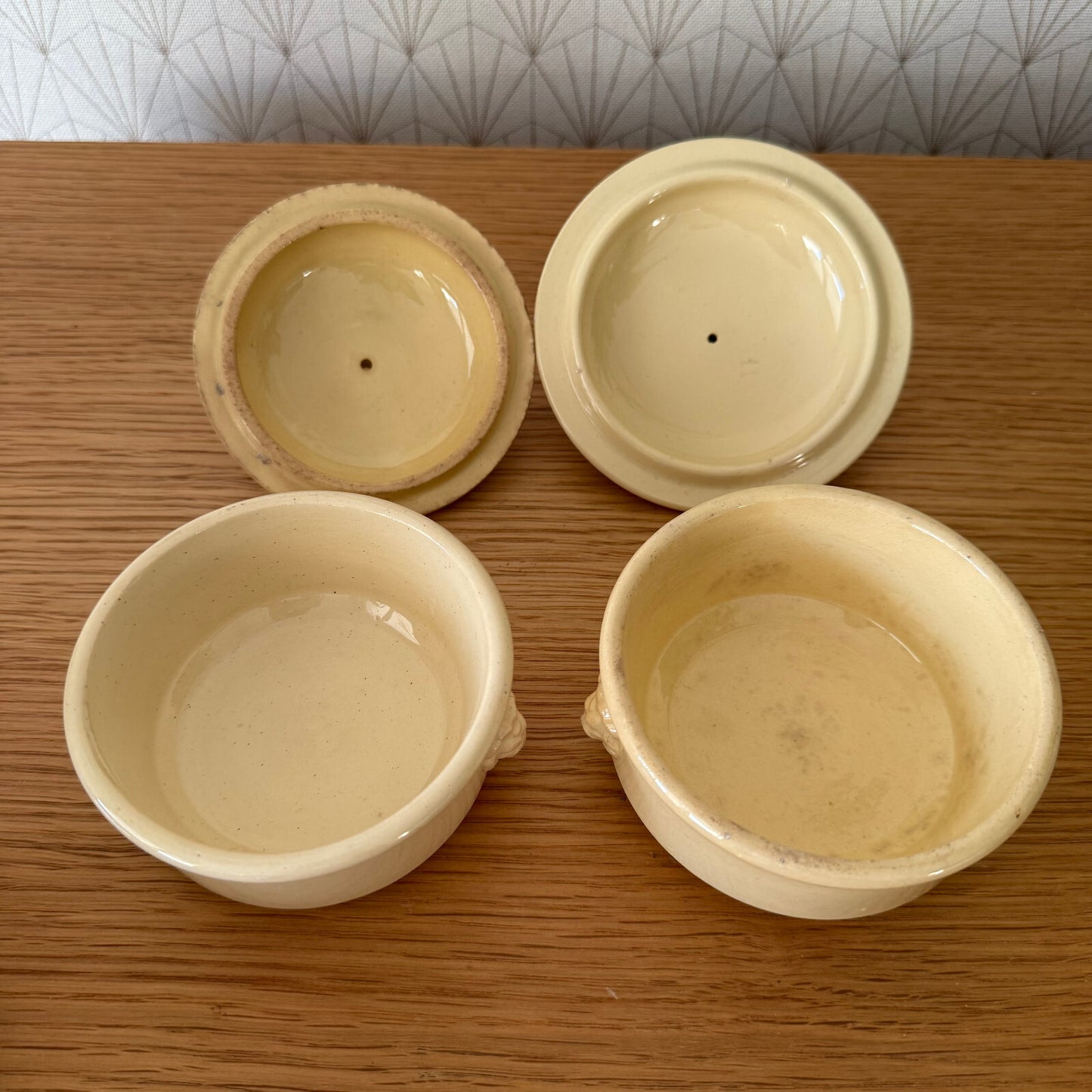 French Sarreguemines Terrine Pots Vintage Ceramic Foie Gras Set 01122410 Sarreguemines
