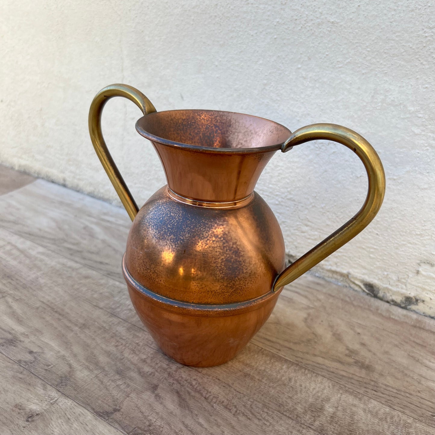 French Copper Vase Villedieu Hammered Two Handles Vintage Pitcher 26052228 Fleamarketfrance