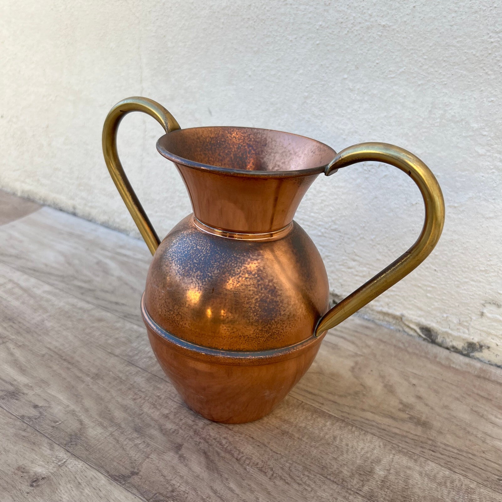 French Copper Vase Villedieu Hammered Two Handles Vintage Pitcher 26052228 Fleamarketfrance