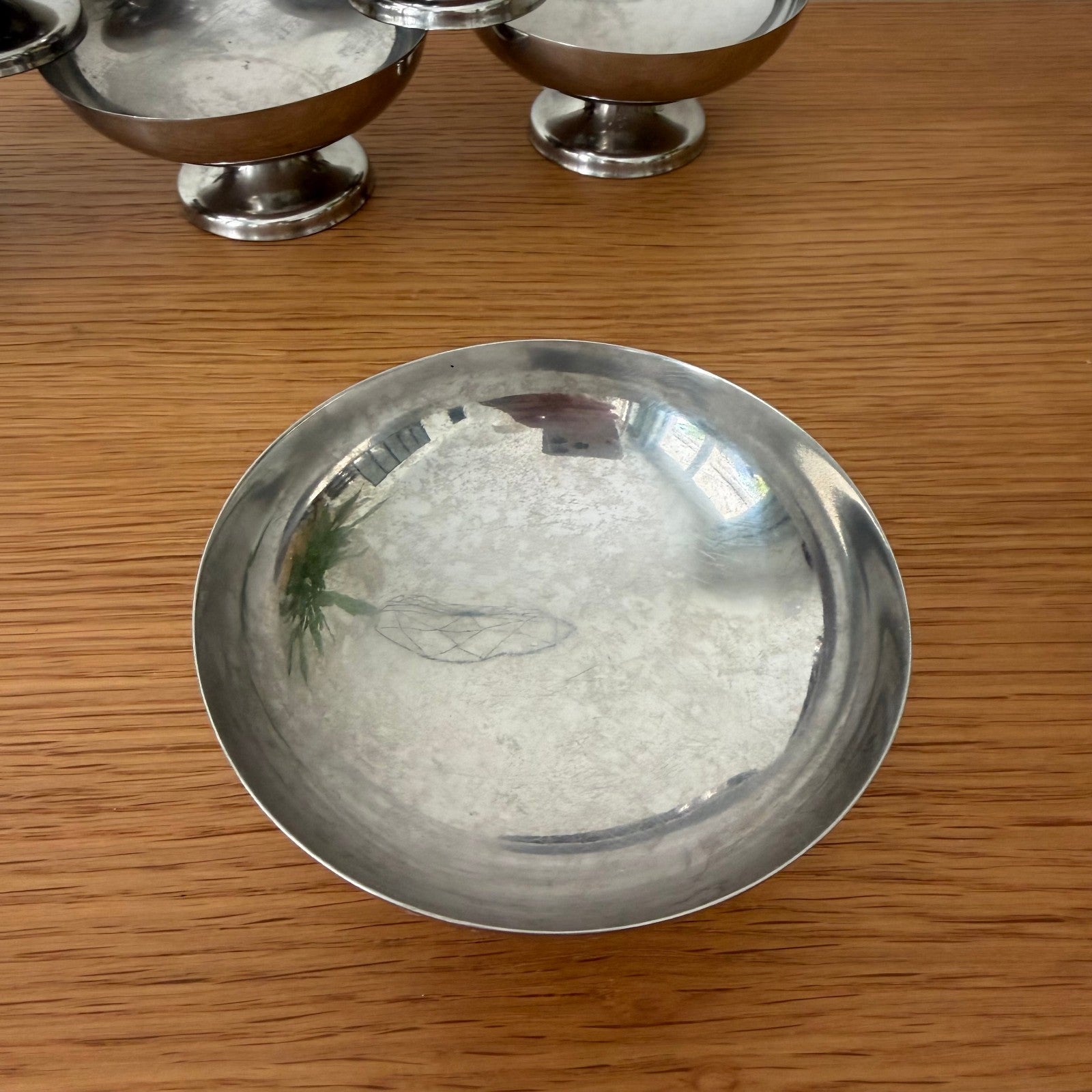 Vintage Stainless Steel Dessert Bowls Set 6 French Pedestal 08102510 Unbranded