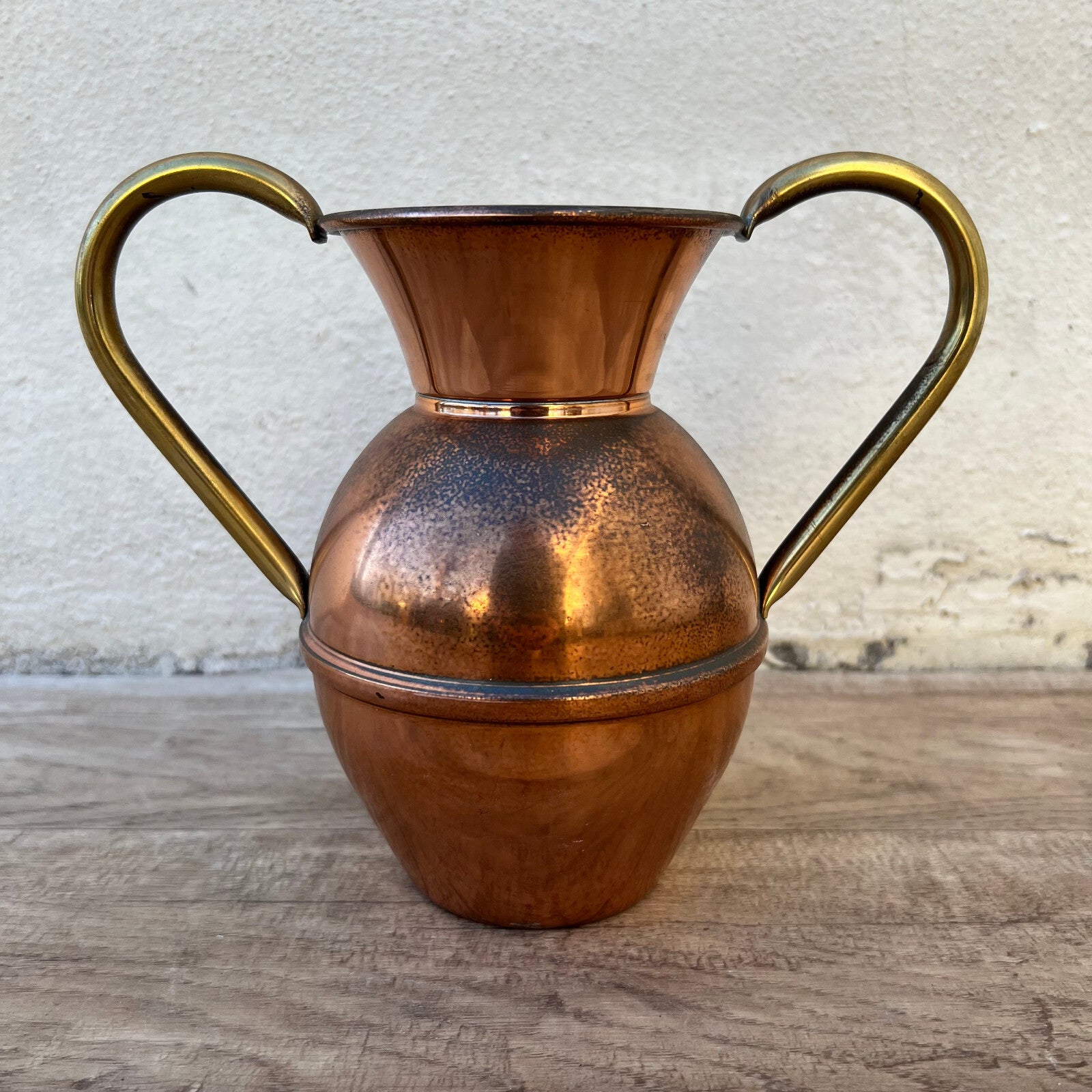French Copper Vase Villedieu Hammered Two Handles Vintage Pitcher 26052228 Fleamarketfrance