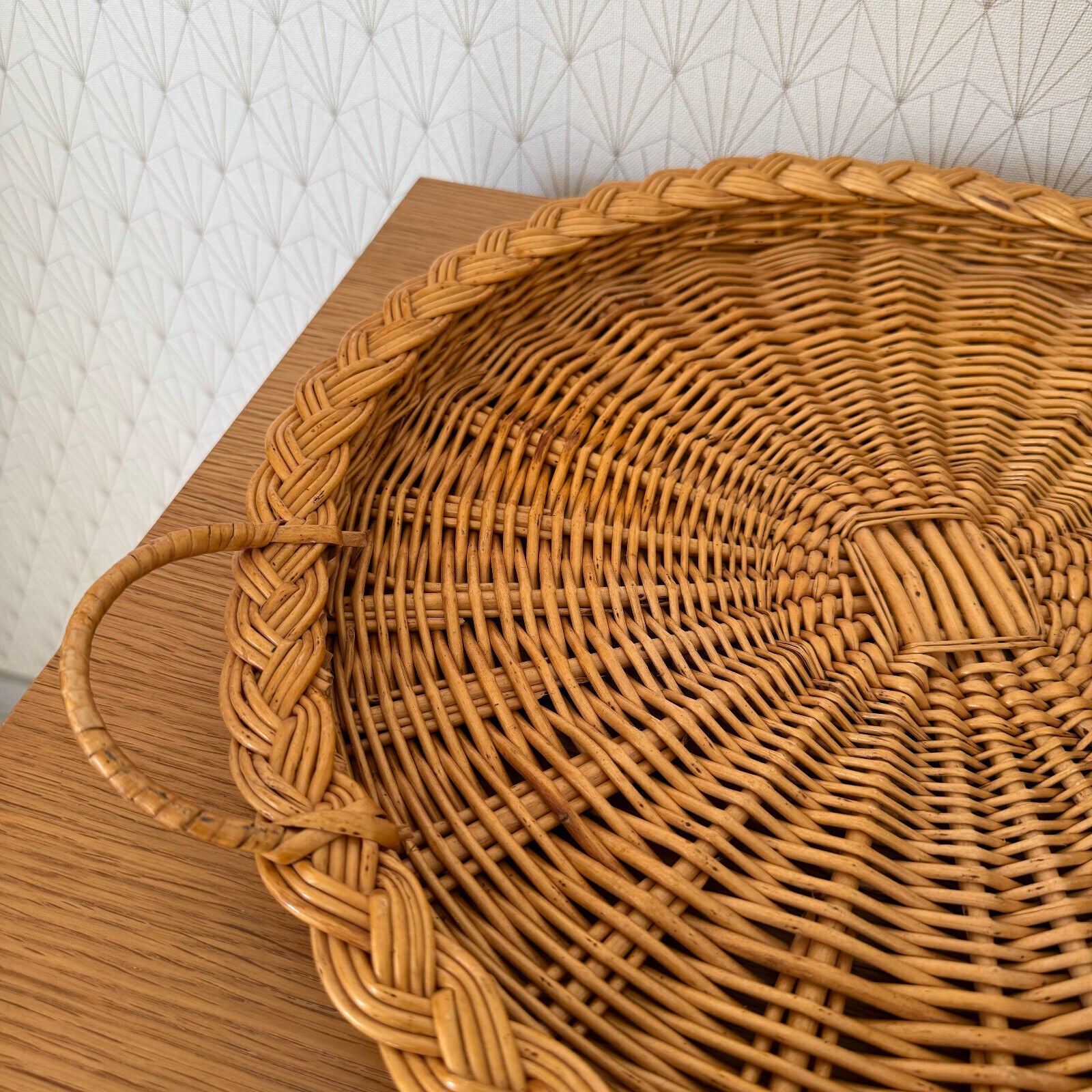 French Wicker Basket Vintage rattan bakery display pastry flowers 1311246 - Fleamarketfrance