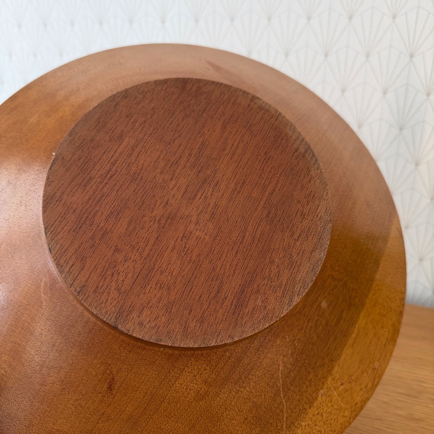 Vintage French Carved Wooden Fruit Bowl Grape Motif 13.6" 1006265 Vermillion Real Walnut