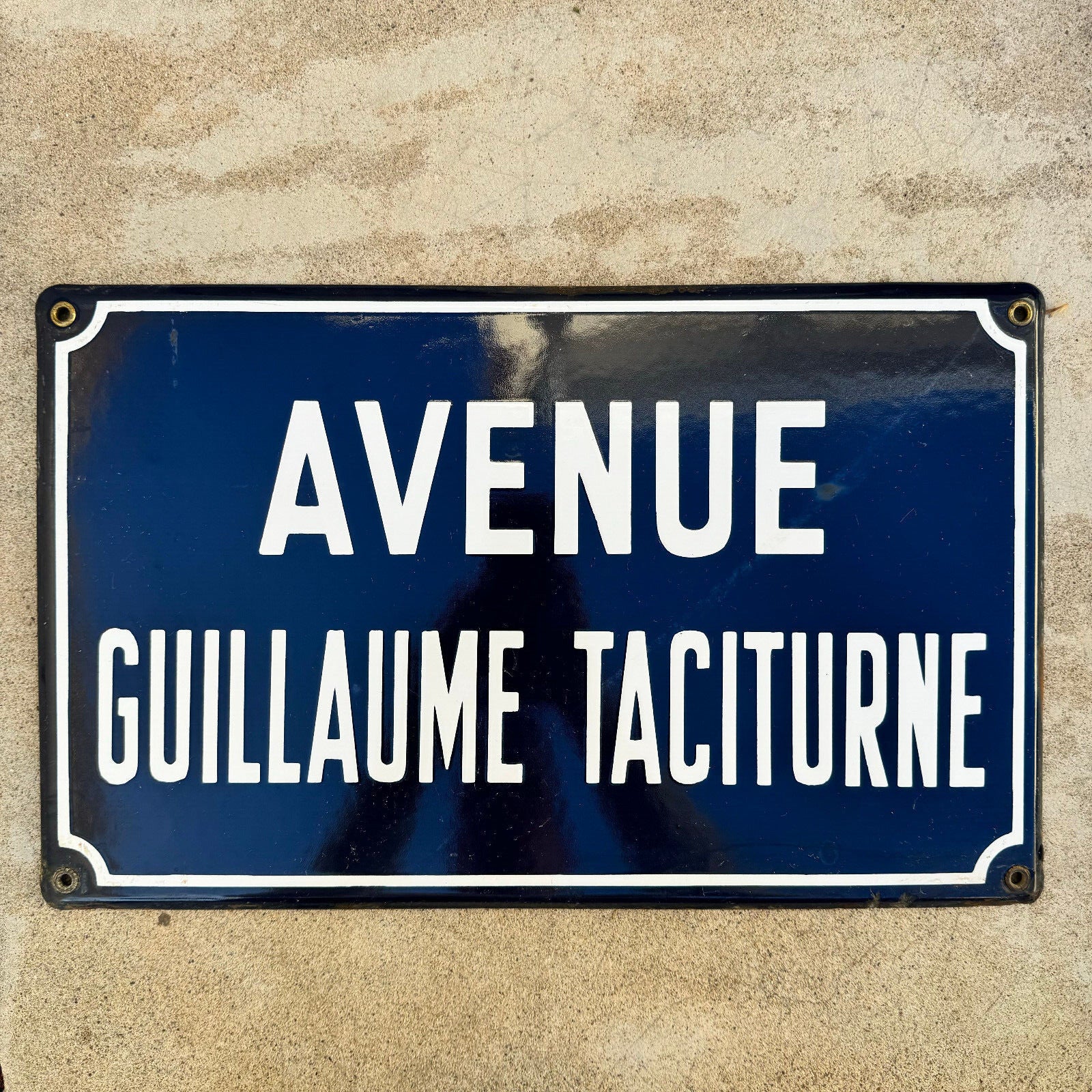 French Street Sign AVENUE GUILLAUME TACITURNE Vintage Enamel Plaque 13042417 Fleamarketfrance