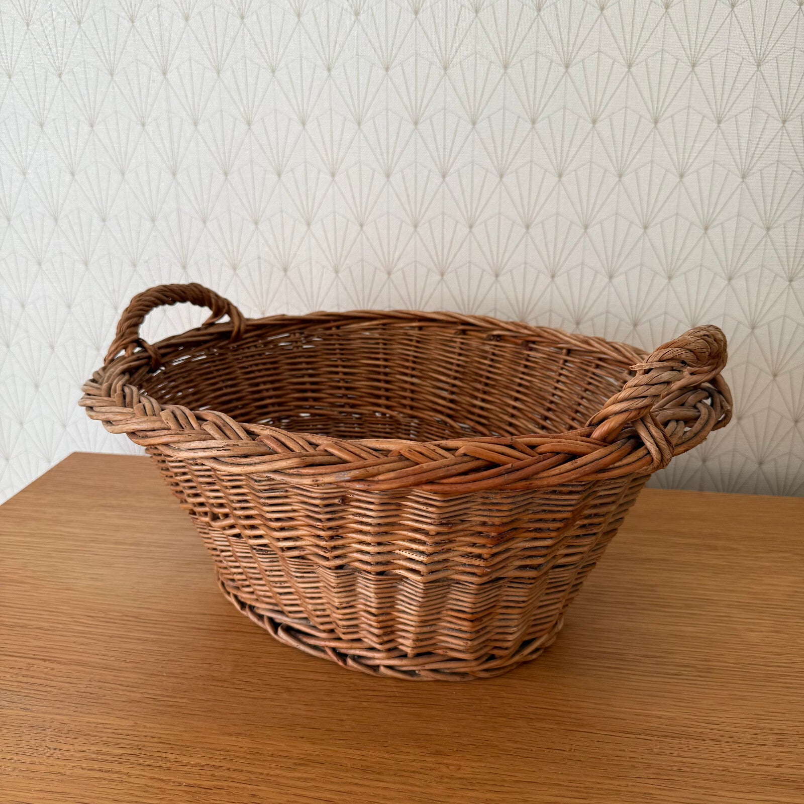French Wicker Basket Vintage Rattan Laundry Storage Handles 1102252 Unbranded