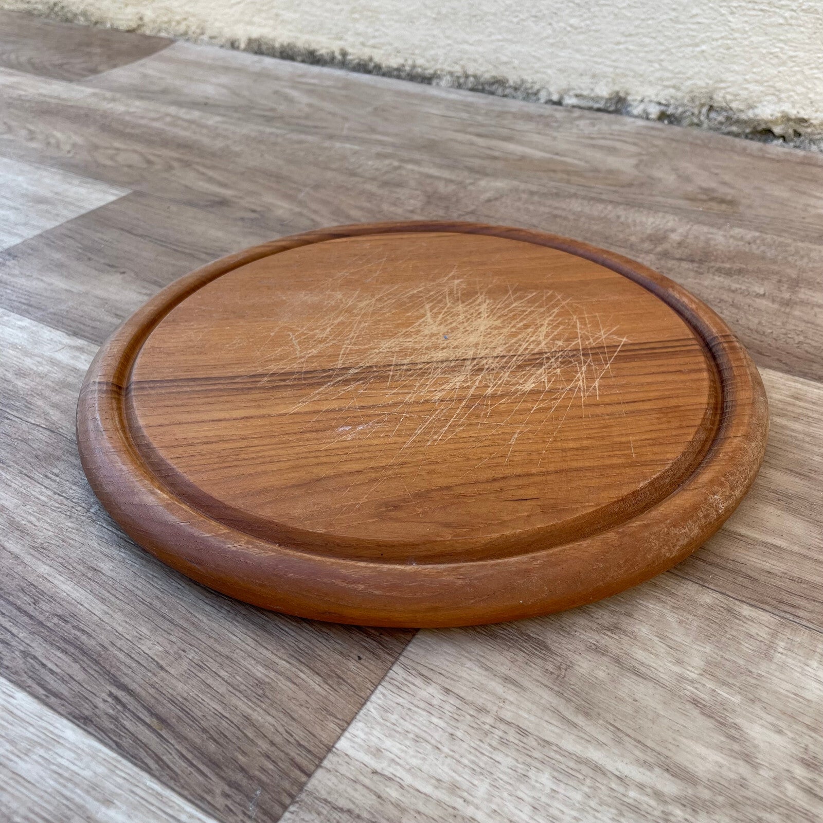 French Wooden Cutting Board Vintage Kitchen Round Wood Bread Board 22102411 Antique