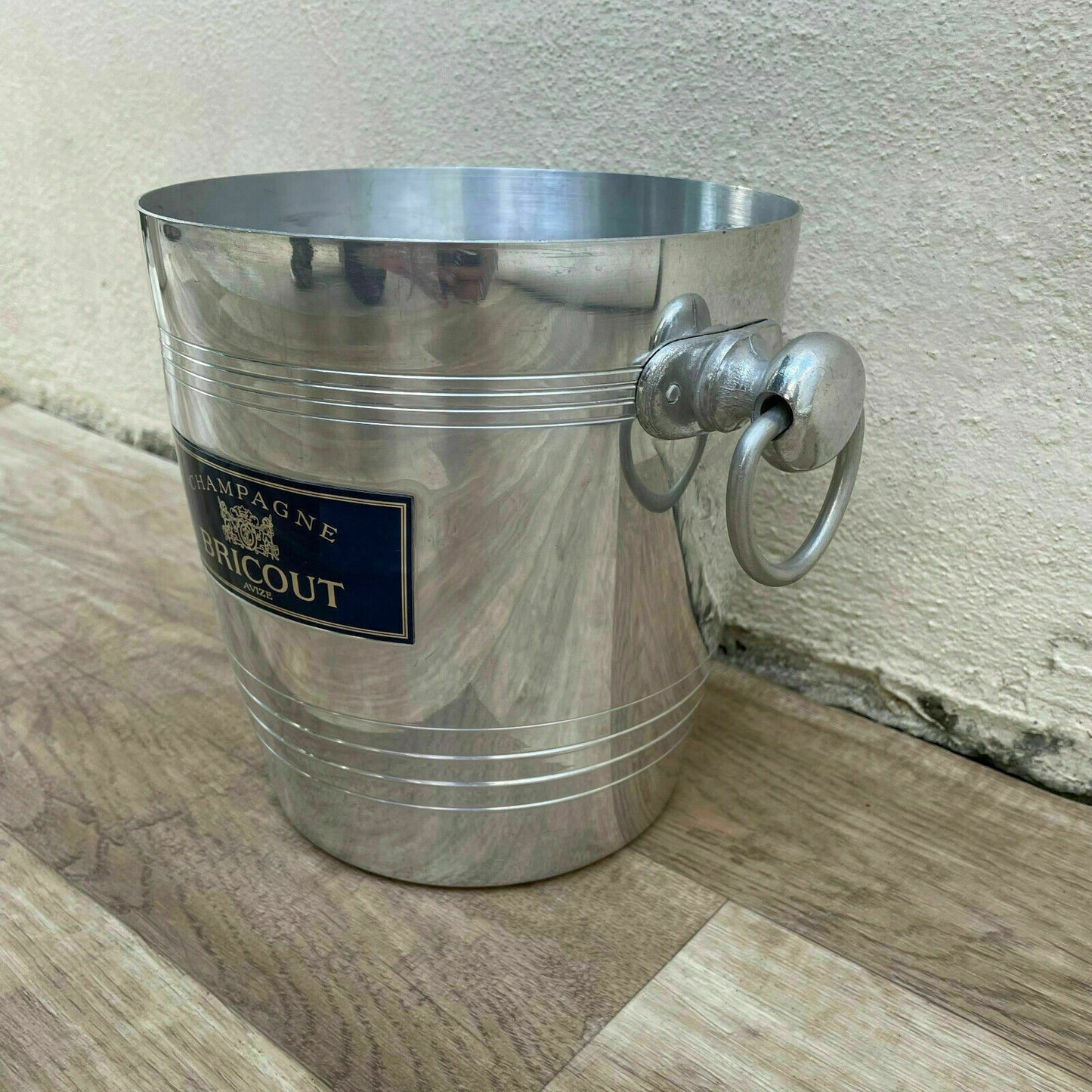 Vintage French Champagne Bucket Bricout Ice Cooler Silver Metal 1110213 Bricout