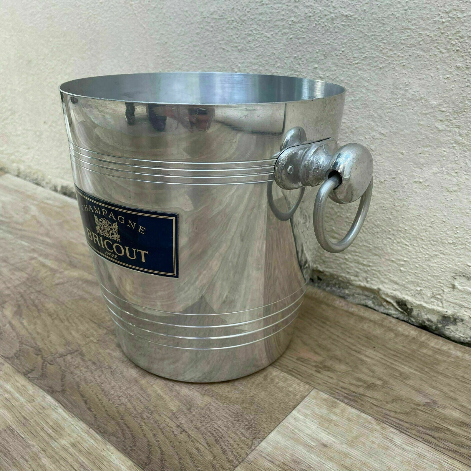 Vintage French Champagne Bucket Bricout Ice Cooler Silver Metal 1110213 Bricout