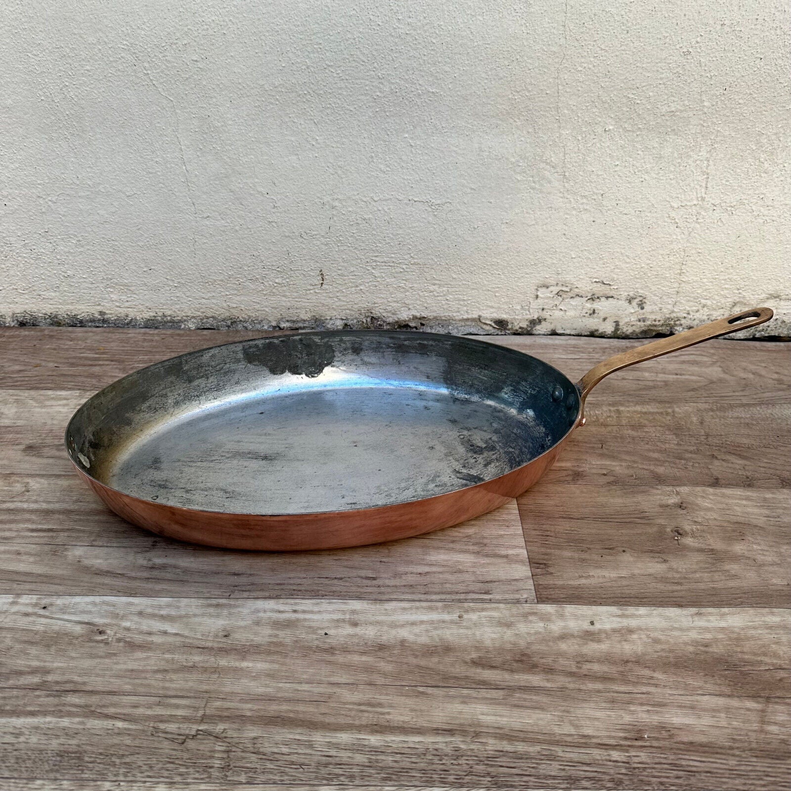 French Copper Cookware fish pan Pan Brass ovale made in france 0211237 - Fleamarketfrance