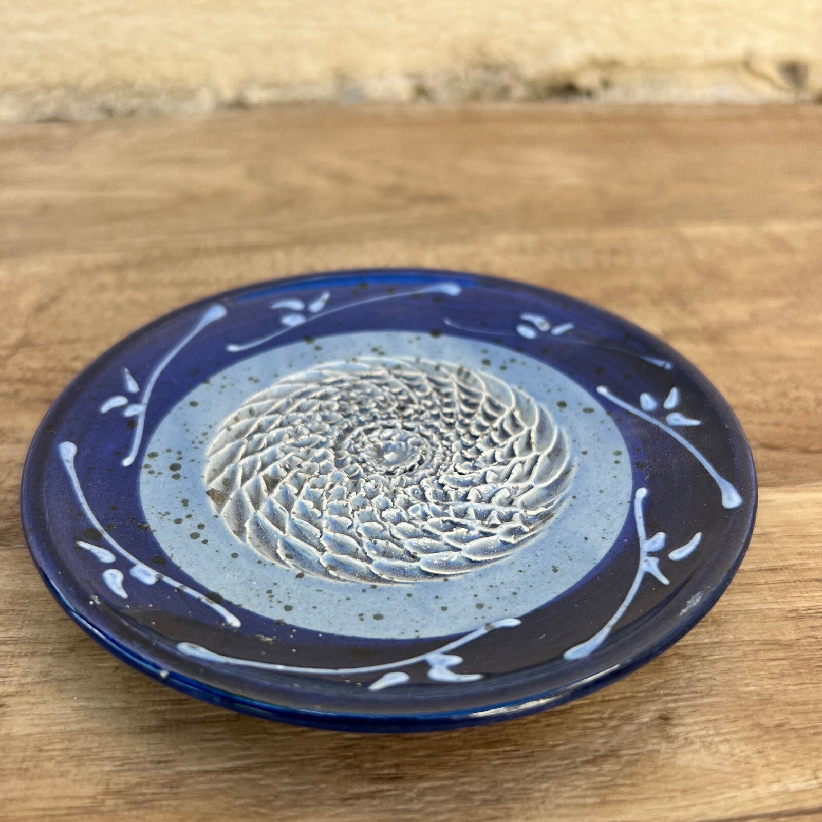 French Garlic Grater Ceramic Blue White Traditional Kitchen Pottery 0911231 Unmarked