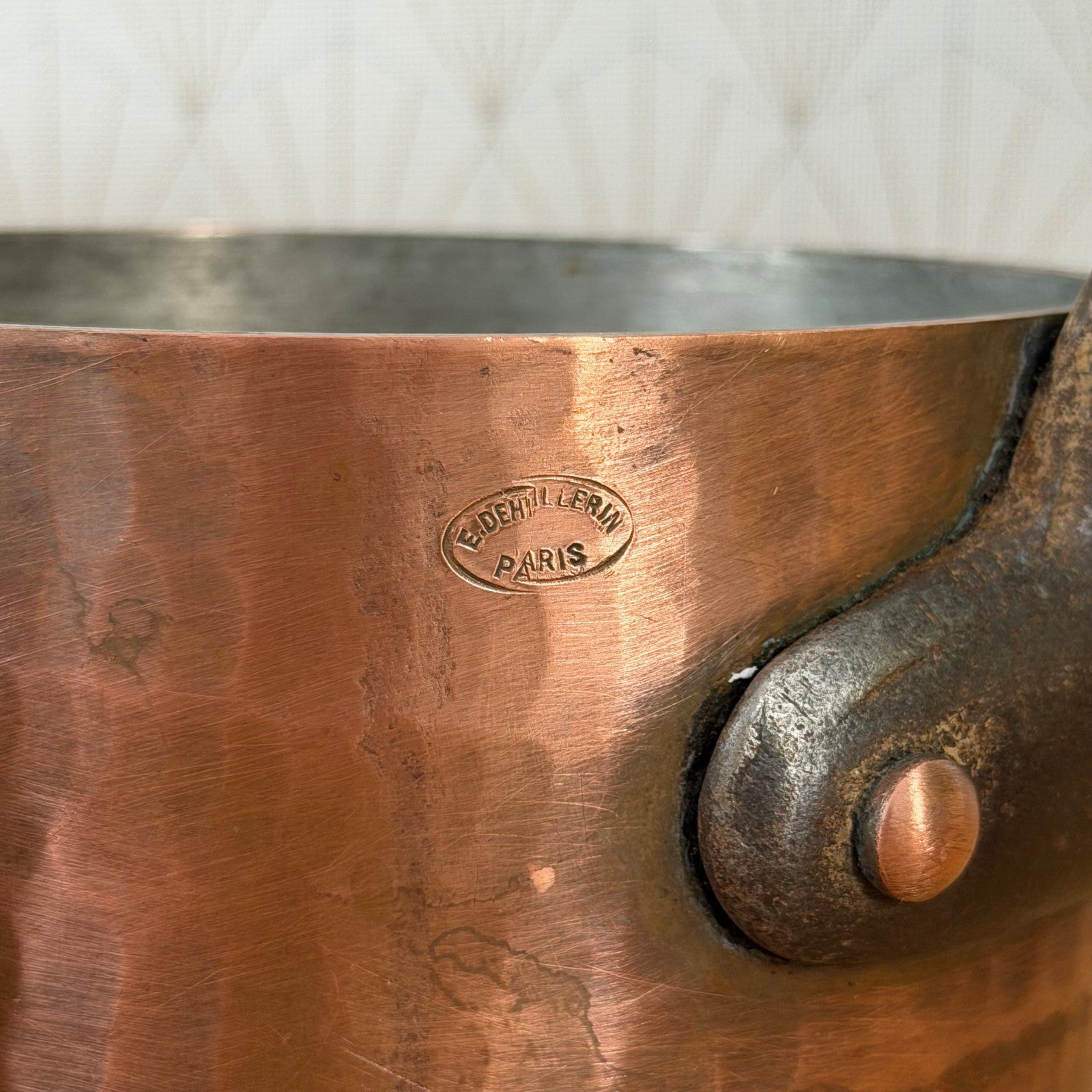 French Copper Pan Set Dehillerin Paris Tin Lined Hammered 2905262 DEHILLERIN