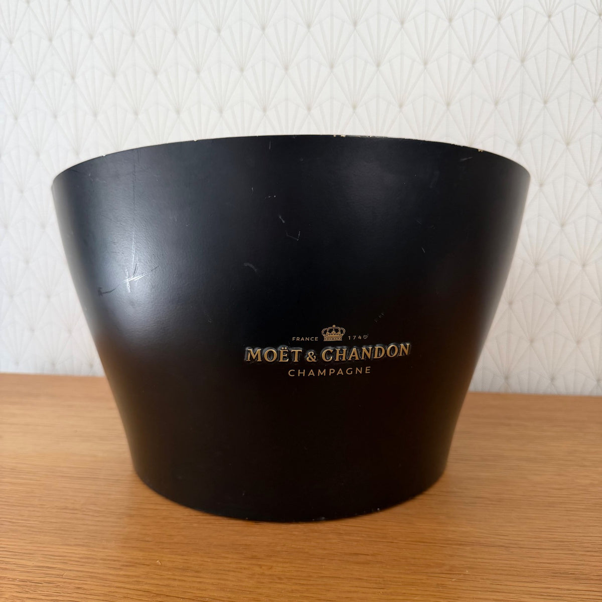 French Champagne Ice Bucket Black Metal Wine Cooler Moet chandon 04092614