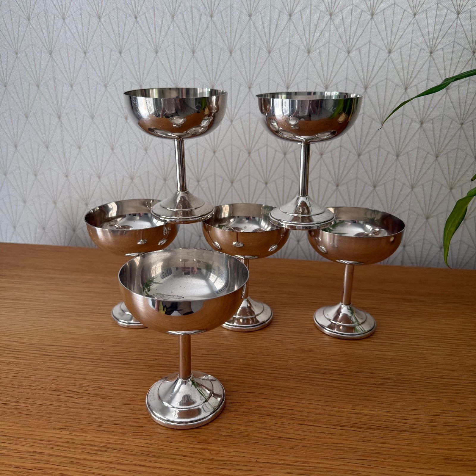 Set Of 6 Vintage Silverplate European Goblet Ice Cream Cup 0807251 Unbranded