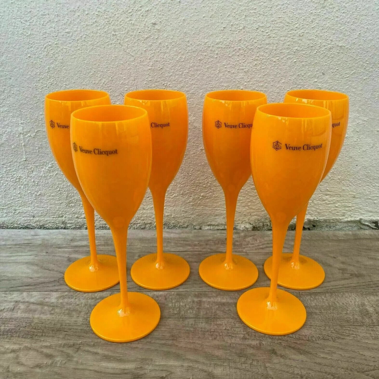 Veuve Clicquot Orange Champagne Flutes Set 6 Acrylic French Glasses 1206254 Veuve Clicquot