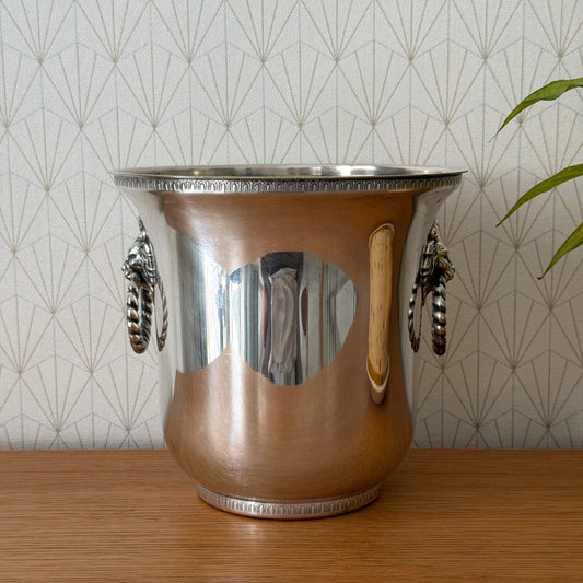 French Silverplate Champagne Ice Bucket Lion Head Handles Vintage 3007261 Fleamarketfrance