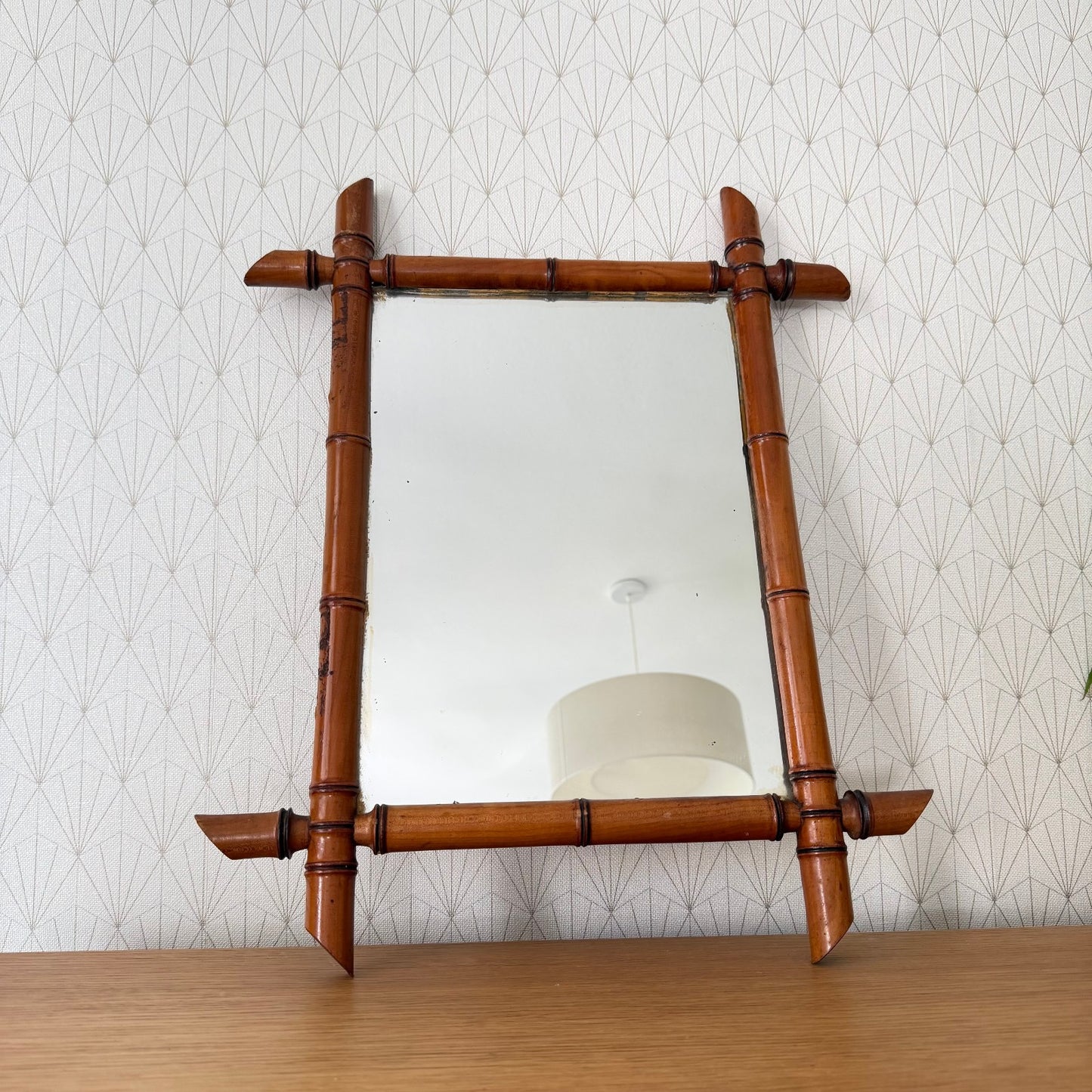 Vintage French wood faux bamboo  WALL-HANGING MIRROR 0210251